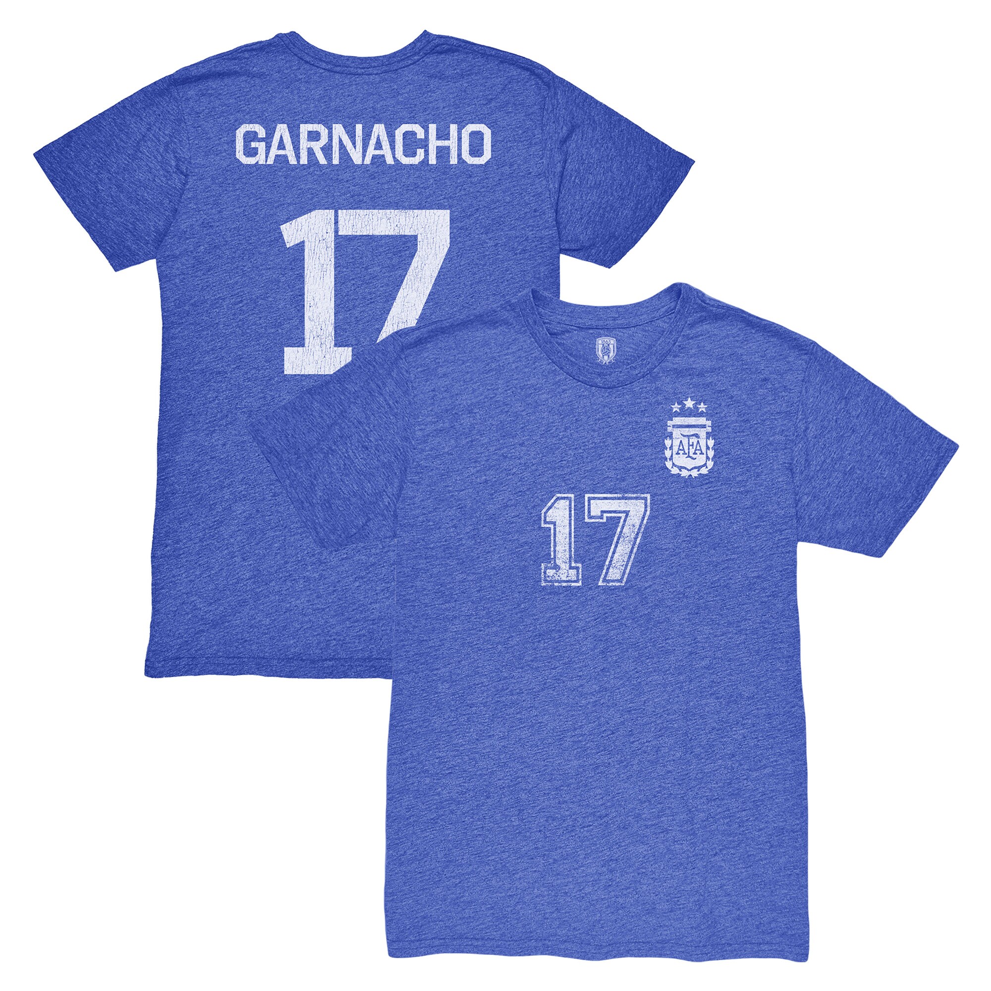 alejandro garnacho argentina national team 1863fc player vintage tri-blend t-shirt – blue Collection – Brazil World Cup Jerseys and T-Shirts