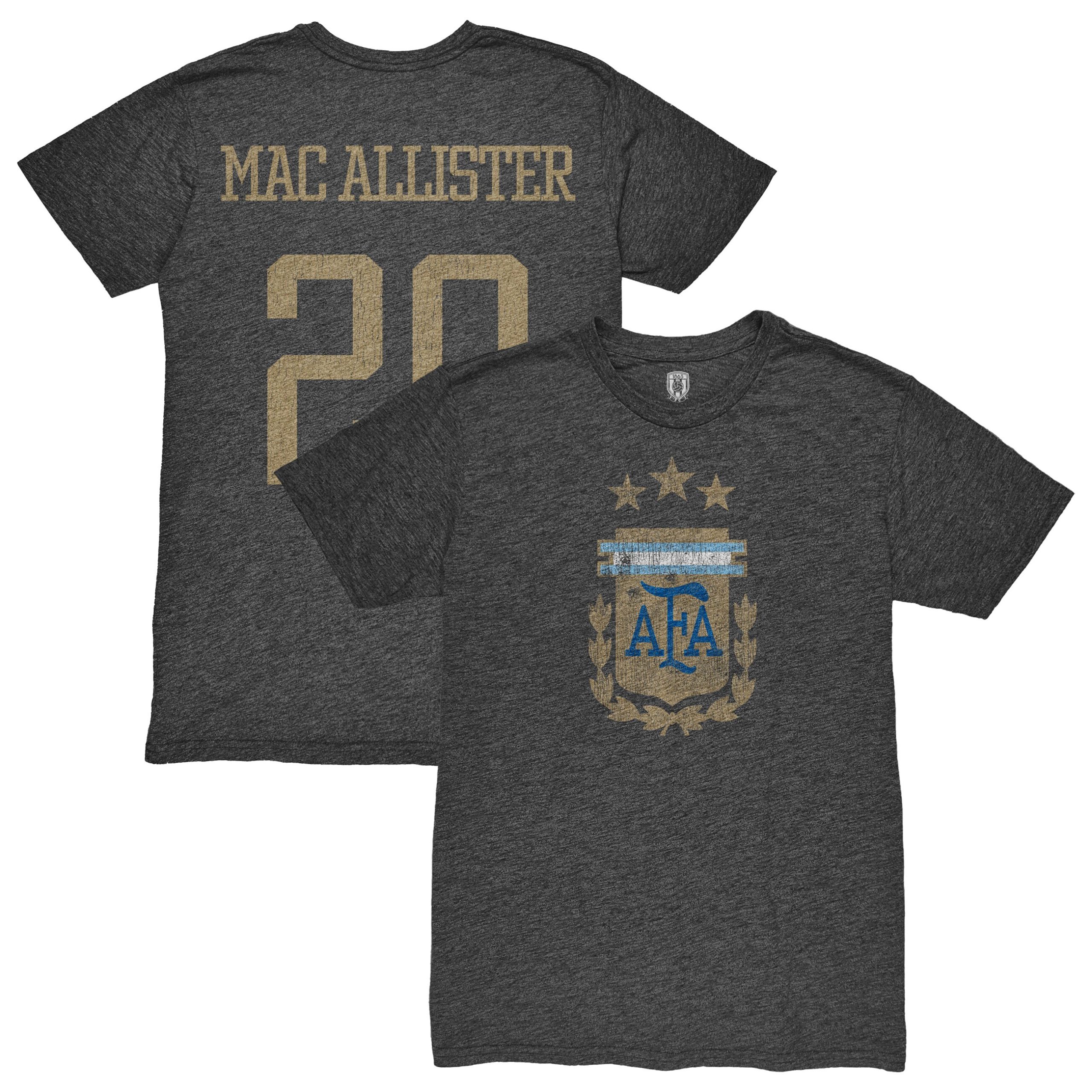 alexis mac allister argentina national team 1863fc player retro tri-blend t-shirt – heather black Collection – Brazil World Cup Jerseys and T-Shirts