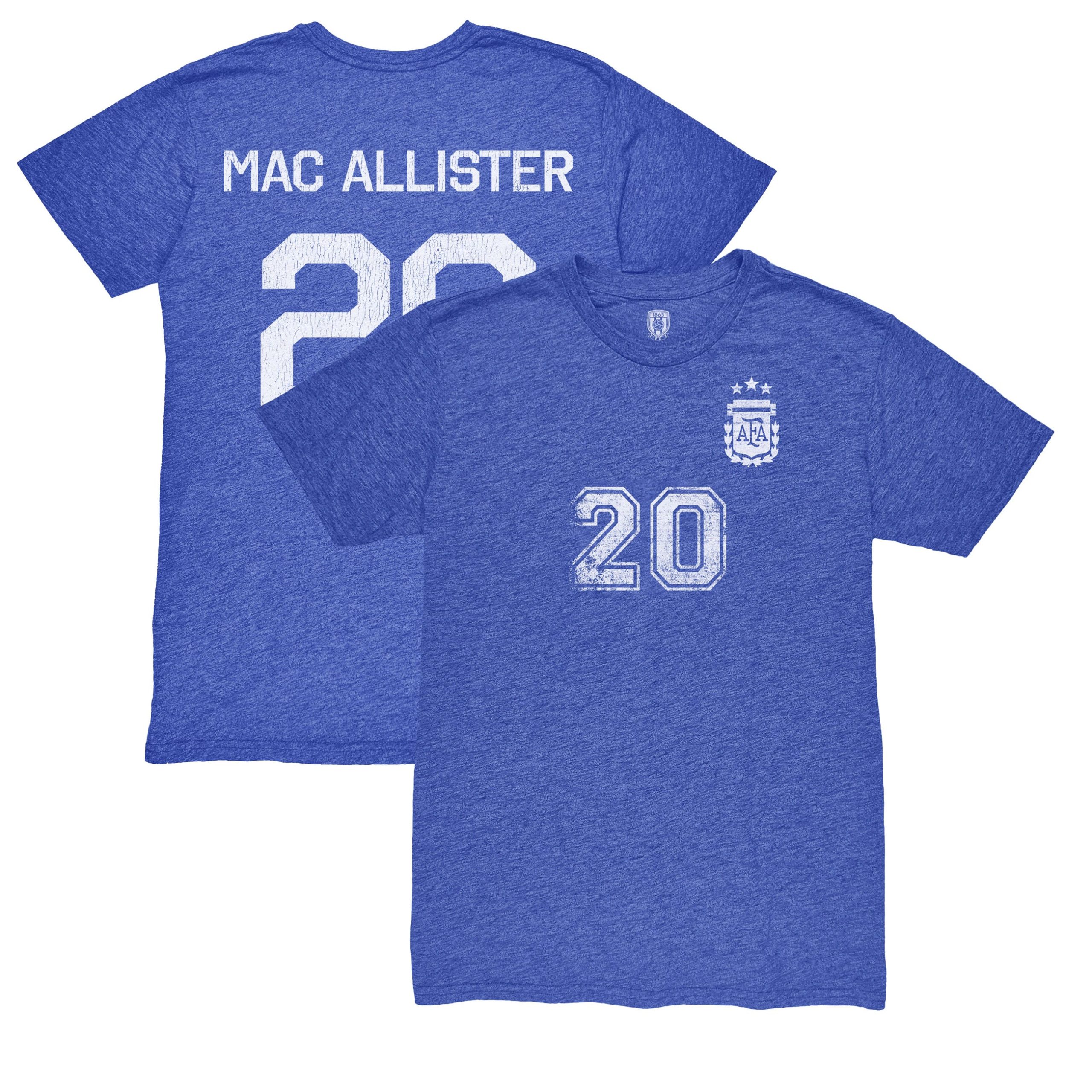 alexis mac allister argentina national team 1863fc retro name amp number tri-blend t-shirt – blue Collection – Brazil World Cup Jerseys and T-Shirts