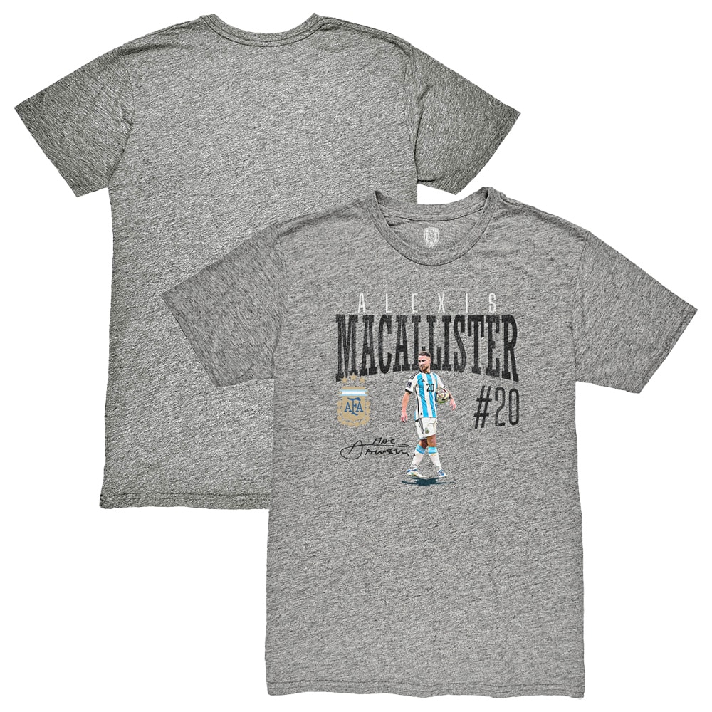alexis mac allister argentina national team 1863fc snapshot tri-blend t-shirt – heather gray Collection – Brazil World Cup Jerseys and T-Shirts