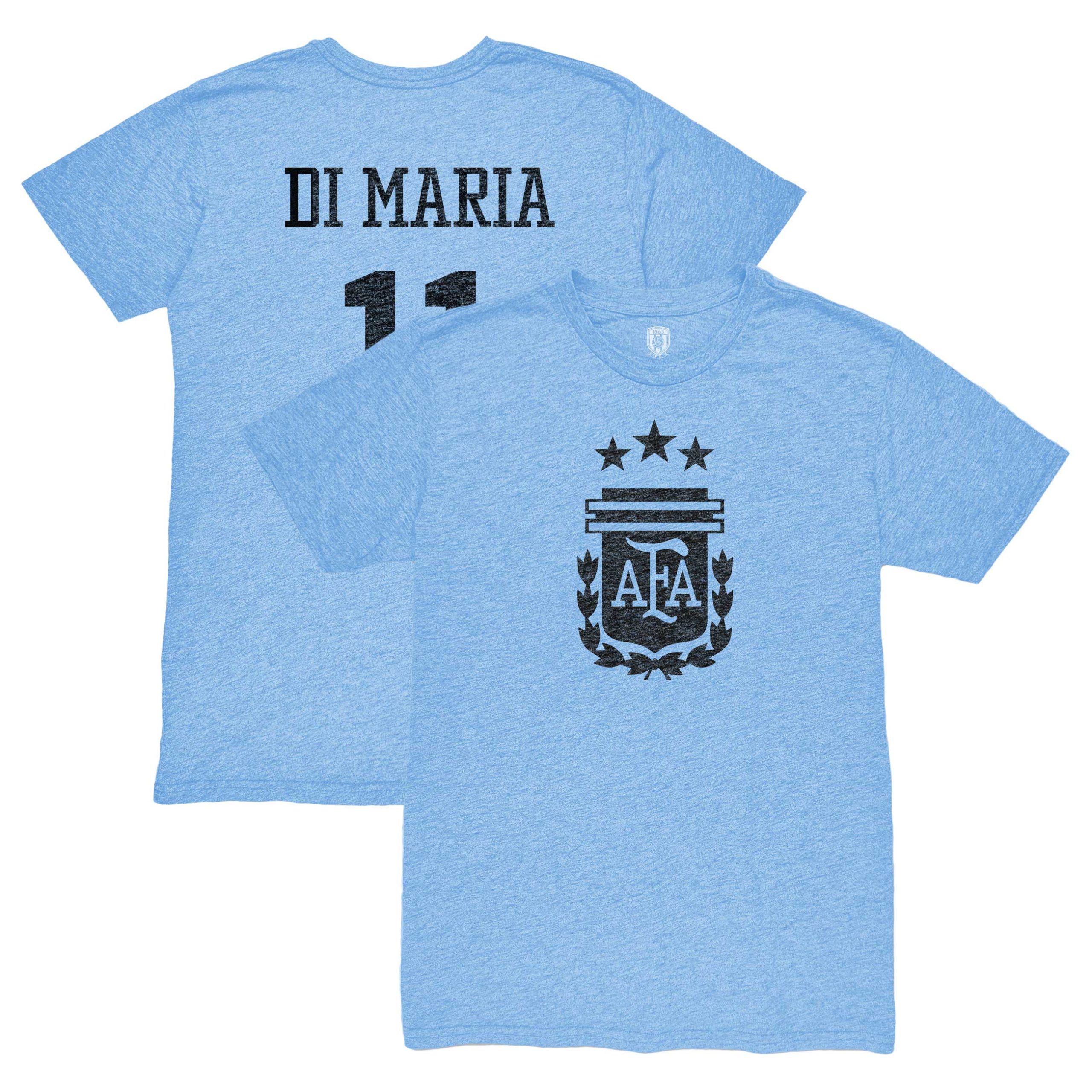 angel di maria argentina national team 1863fc retro player tri-blend t-shirt – light blue Collection – Brazil World Cup Jerseys and T-Shirts