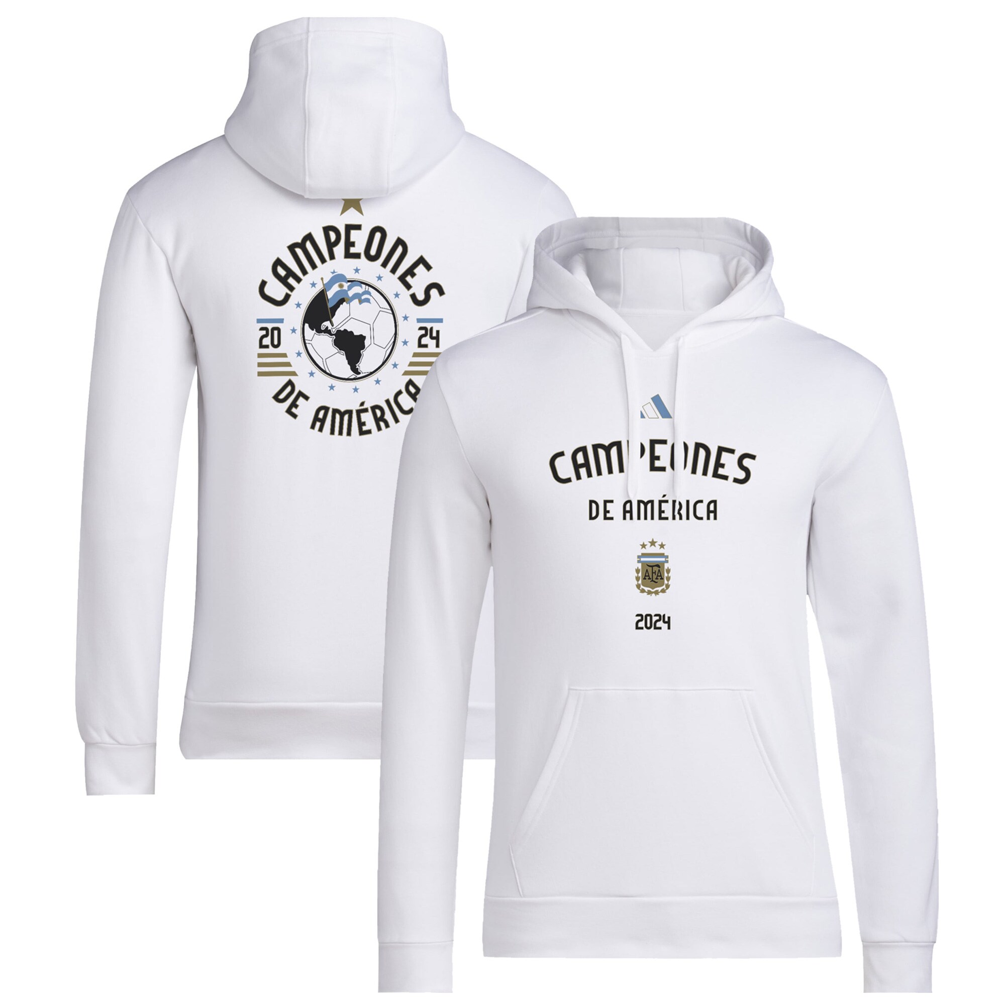 argentina national team adidas 2024 copa america champions pullover hoodie – white Collection – Brazil World Cup Jerseys and T-Shirts
