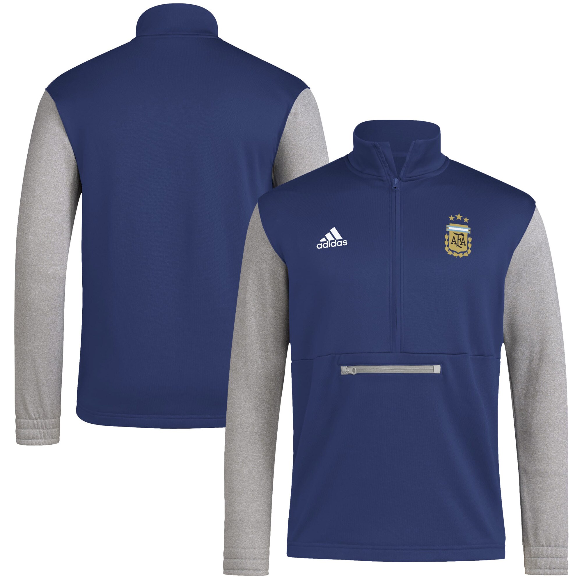 argentina national team adidas crest long sleeve half-zip top – navy Collection – Brazil World Cup Jerseys and T-Shirts