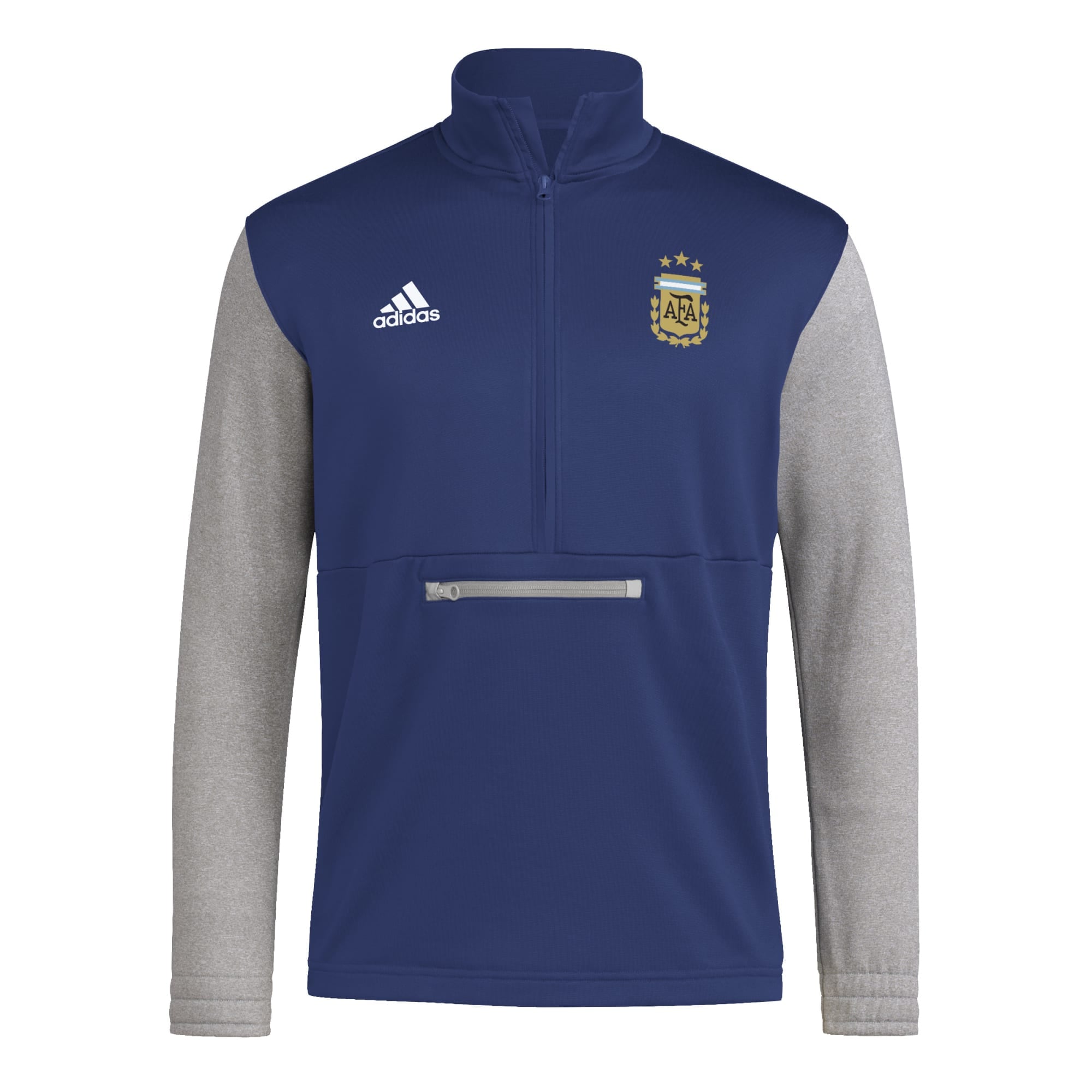 argentina national team adidas crest long sleeve half-zip top – navy Collection – Brazil World Cup Jerseys and T-Shirts