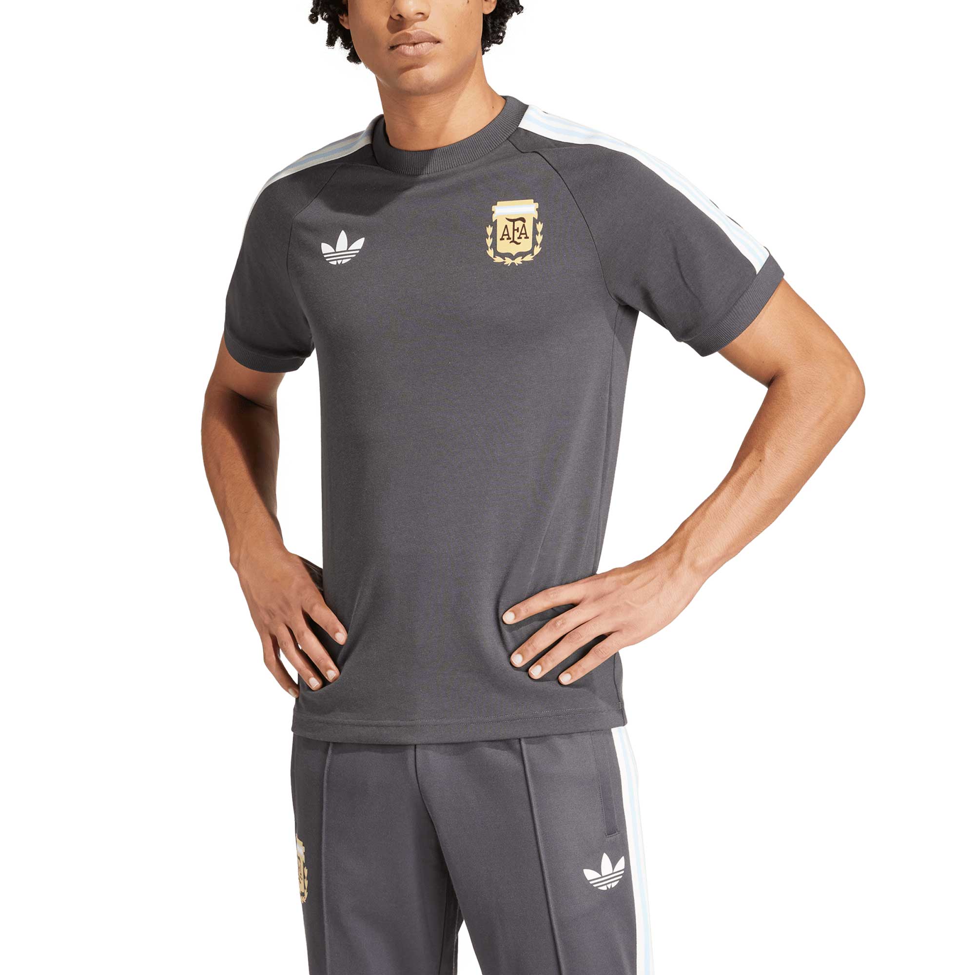 argentina national team adidas originals raglan three-stripe t-shirt – charcoal Collection – Brazil World Cup Jerseys and T-Shirts