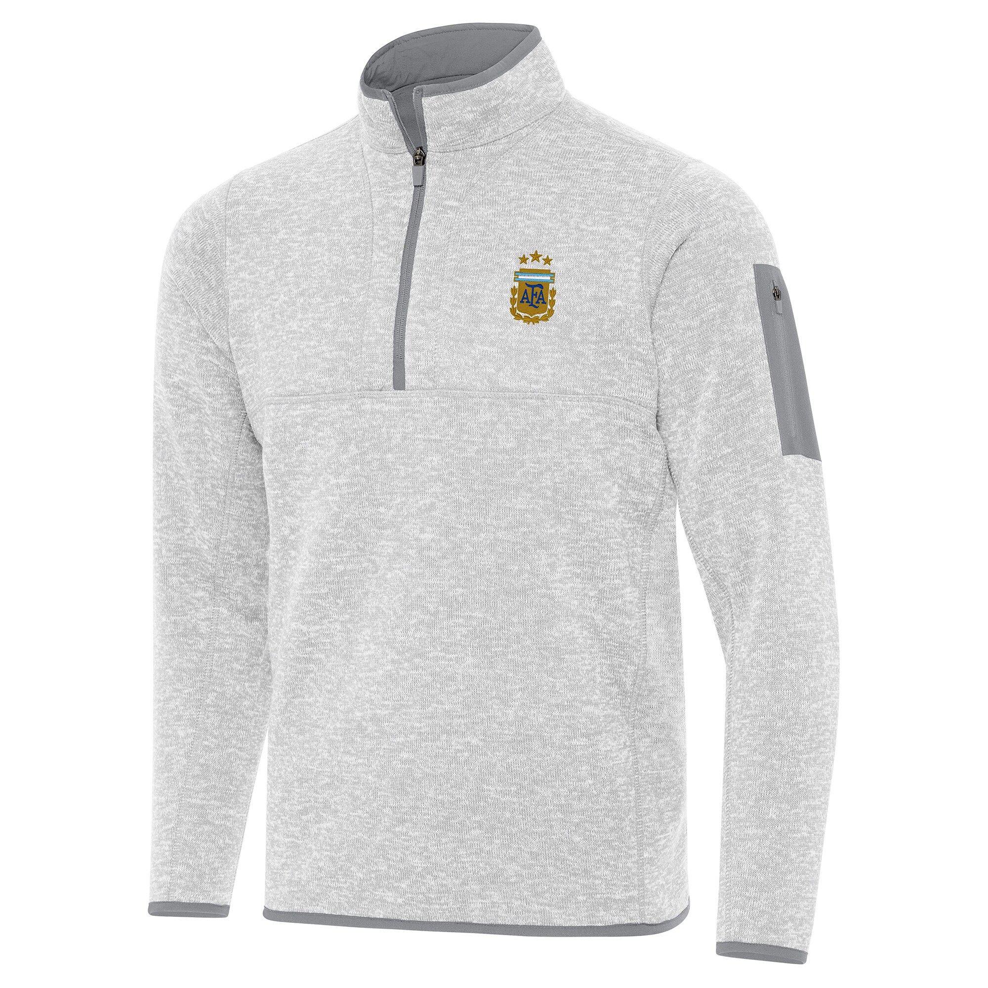 argentina national team antigua fortune quarter-zip pullover jacket – heather gray Collection – Brazil World Cup Jerseys and T-Shirts