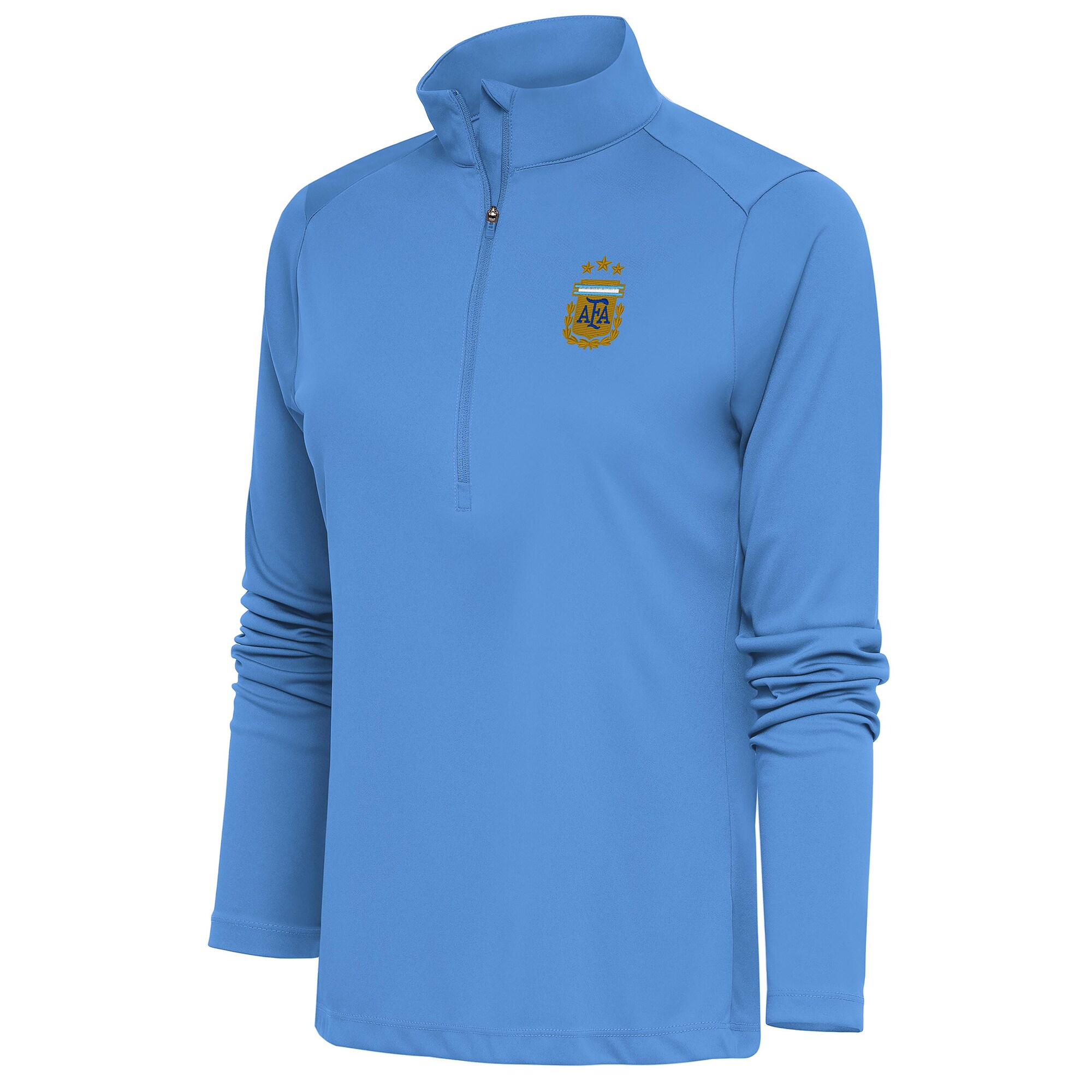 argentina national team antigua women8217s tribute half-zip pullover top – powder blue Collection – Brazil World Cup Jerseys and T-Shirts