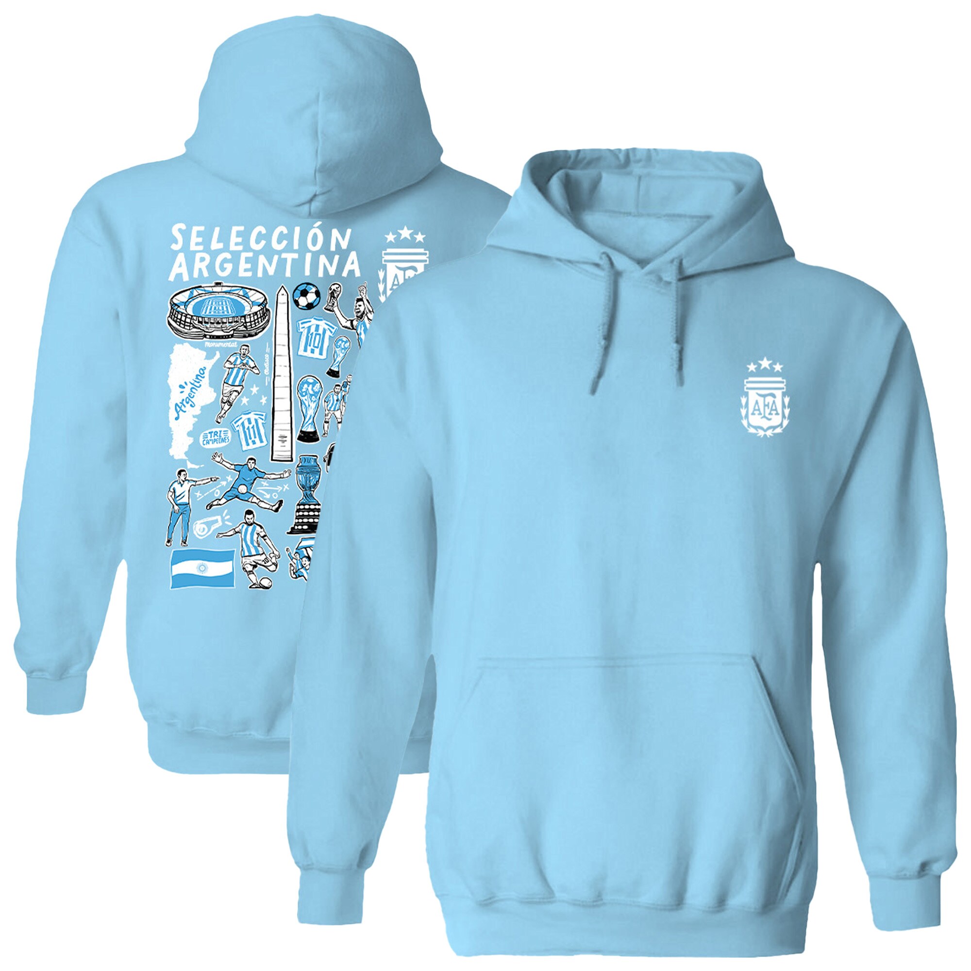 argentina national team vive la fete women8217s impressions artwork pullover hoodie – light blue Collection – Brazil World Cup Jerseys and T-Shirts