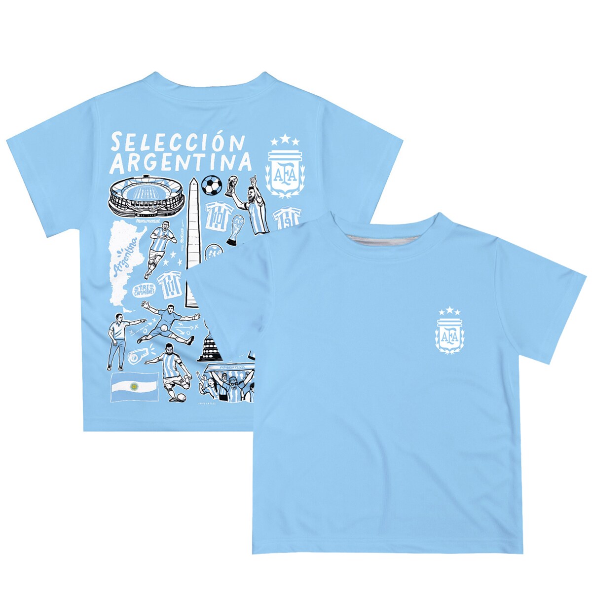 argentina national team vive la fete youth impressions artwork t-shirt – light blue Collection – Brazil World Cup Jerseys and T-Shirts