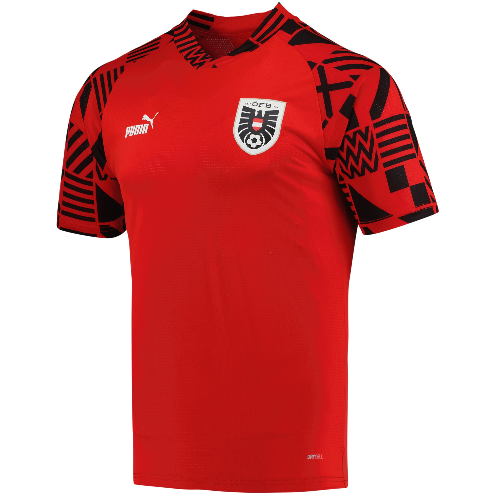 austria national team puma pre-match v-neck top – red Collection – Brazil World Cup Jerseys and T-Shirts