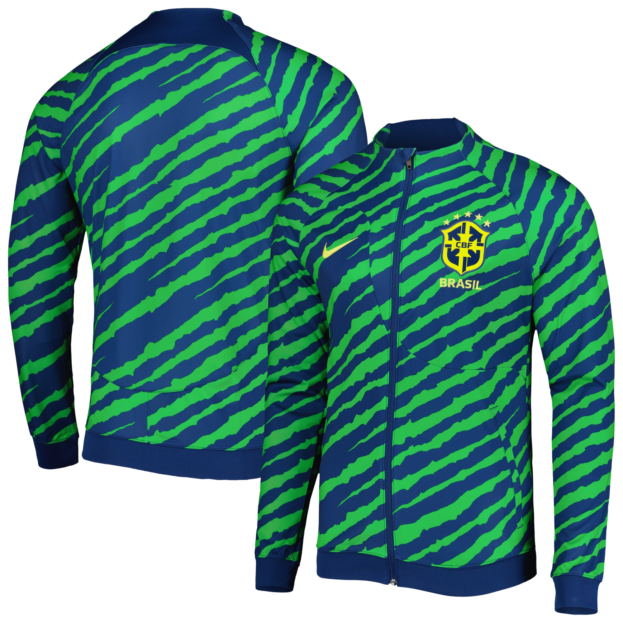 brazil national team nike 2022 academy pro anthem performance raglan full-zip jacket – bluegreen Collection – Brazil World Cup Jerseys and T-Shirts