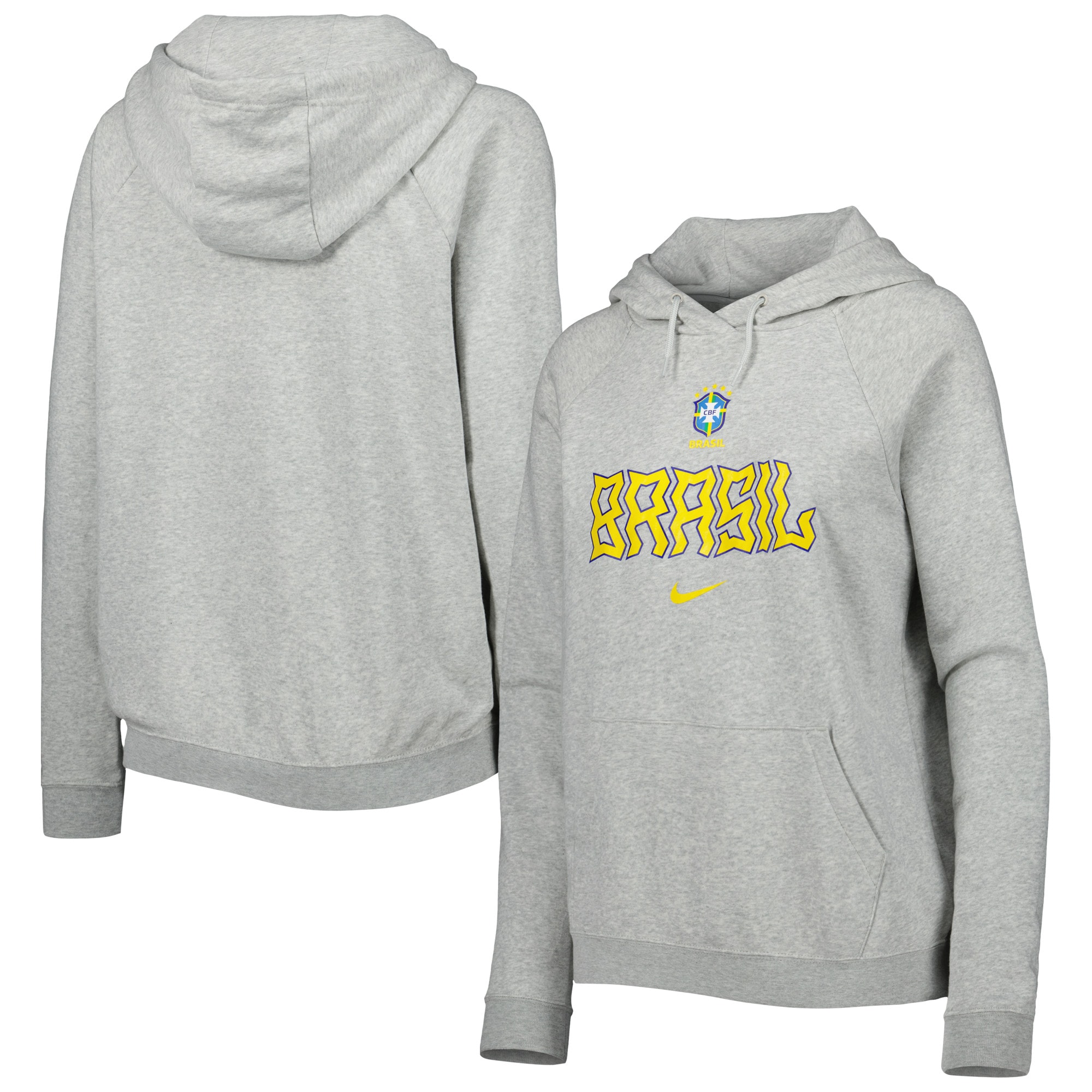 brazil national team nike women8217s lockup varsity fleece raglan pullover hoodie – heather gray Collection – Brazil World Cup Jerseys and T-Shirts