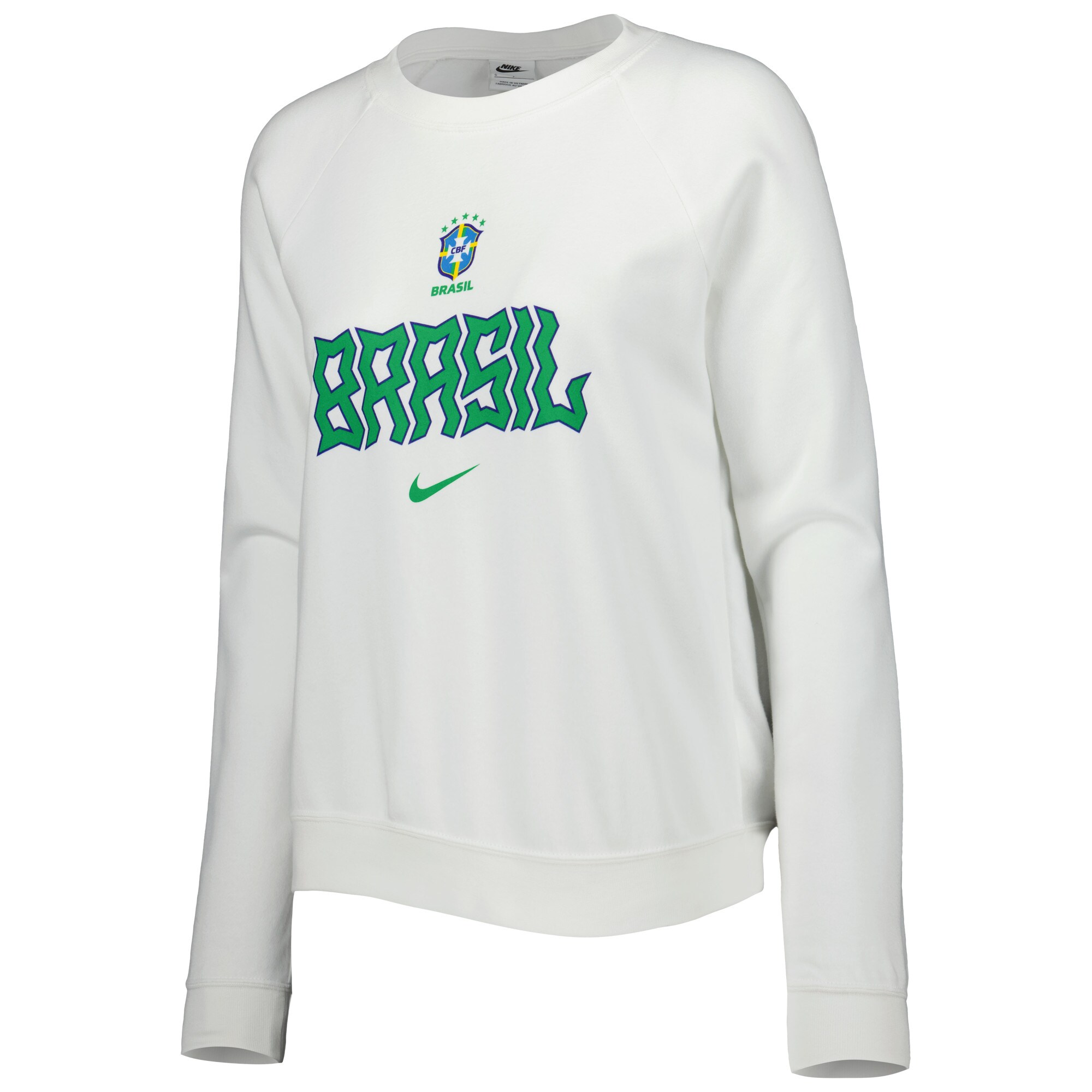 brazil national team nike women8217s lockup varsity tri-blend raglan pullover sweatshirt – white Collection – Brazil World Cup Jerseys and T-Shirts