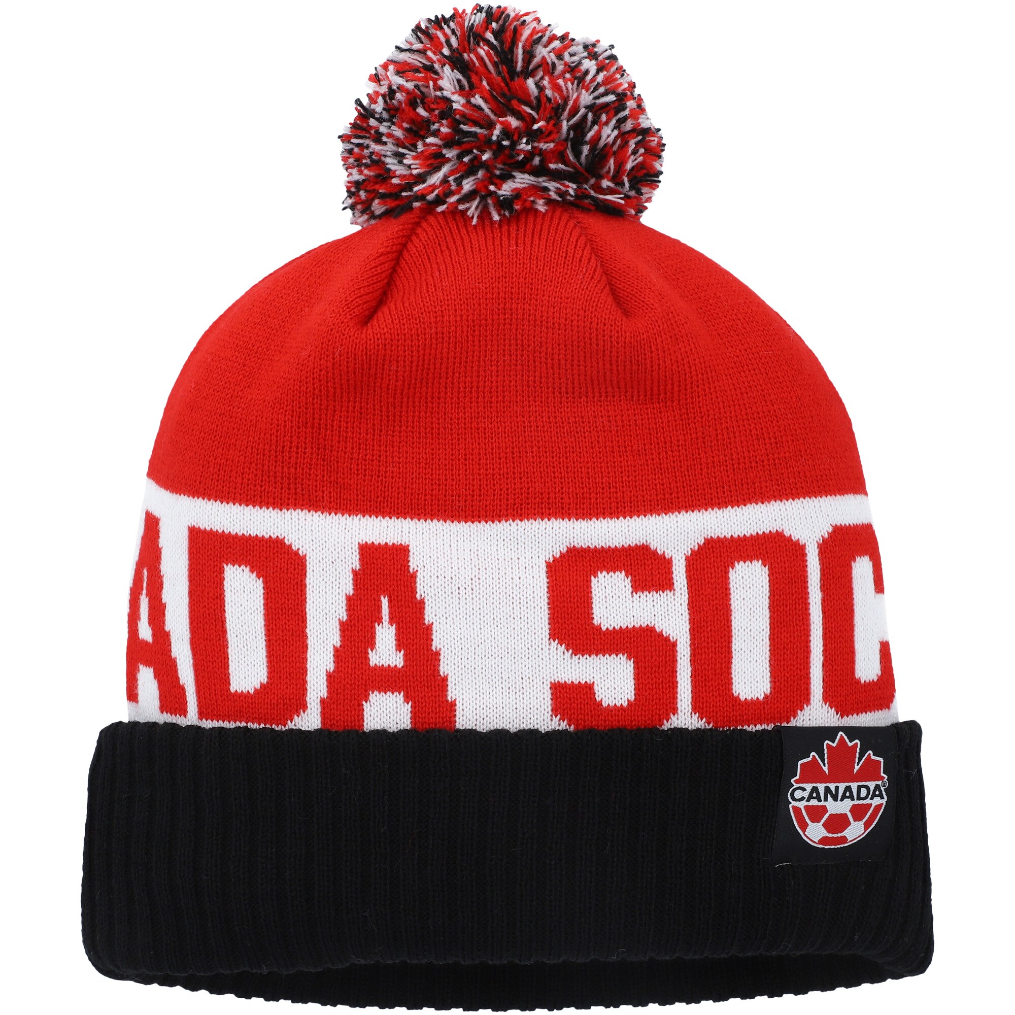 canada soccer nike classic stripe cuffed knit hat with pom – blackred Collection – Brazil World Cup Jerseys and T-Shirts