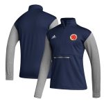 colombia national team adidas crest long sleeve half-zip top – navy Collection – Brazil World Cup Jerseys and T-Shirts
