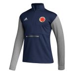 colombia national team adidas crest long sleeve half-zip top – navy Collection – Brazil World Cup Jerseys and T-Shirts