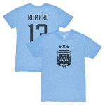 cristian romero argentina national team 1863fc player vintage tri-blend t-shirt – light blue Collection – Brazil World Cup Jerseys and T-Shirts