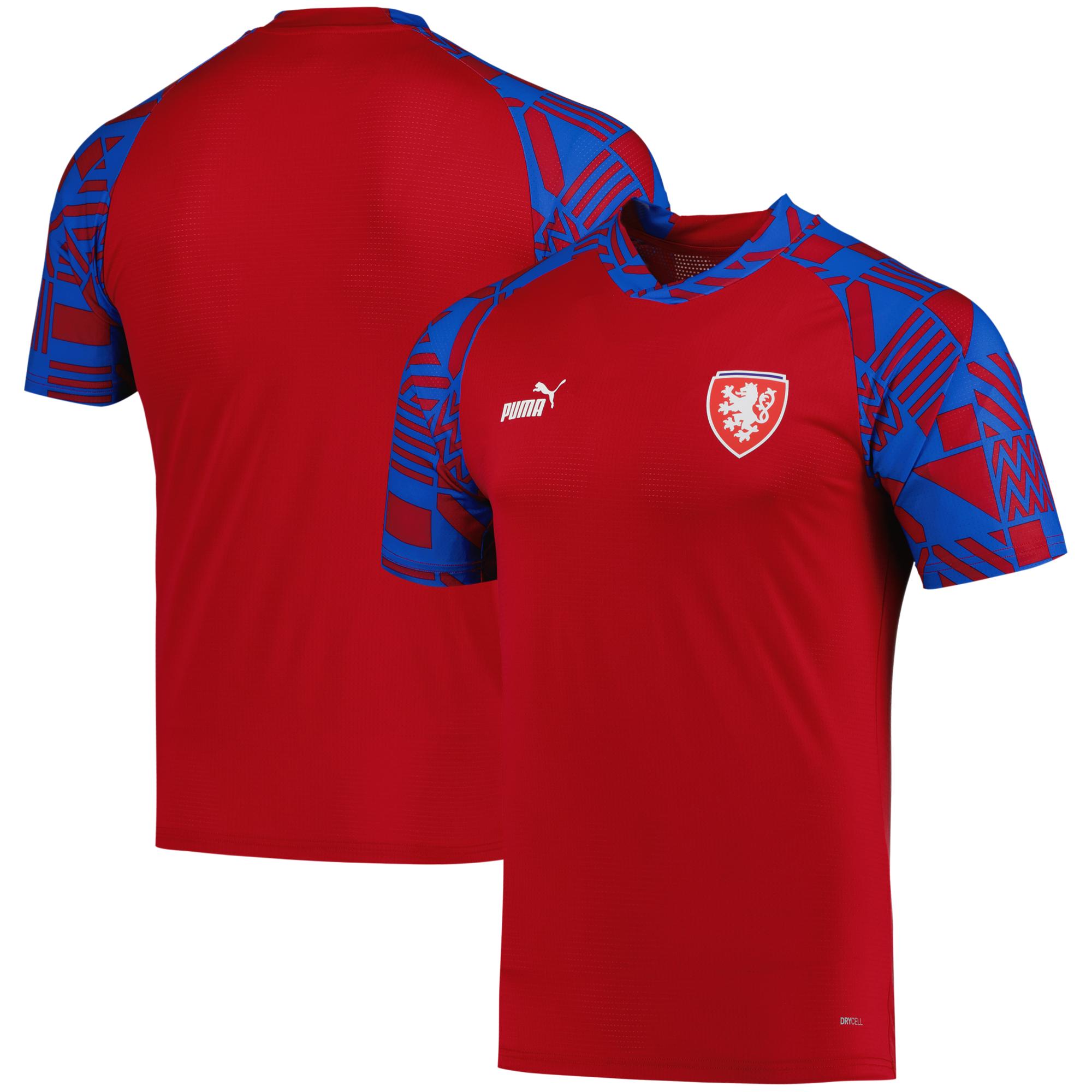 czech republic national team puma pre-match v-neck top – red Collection – Brazil World Cup Jerseys and T-Shirts