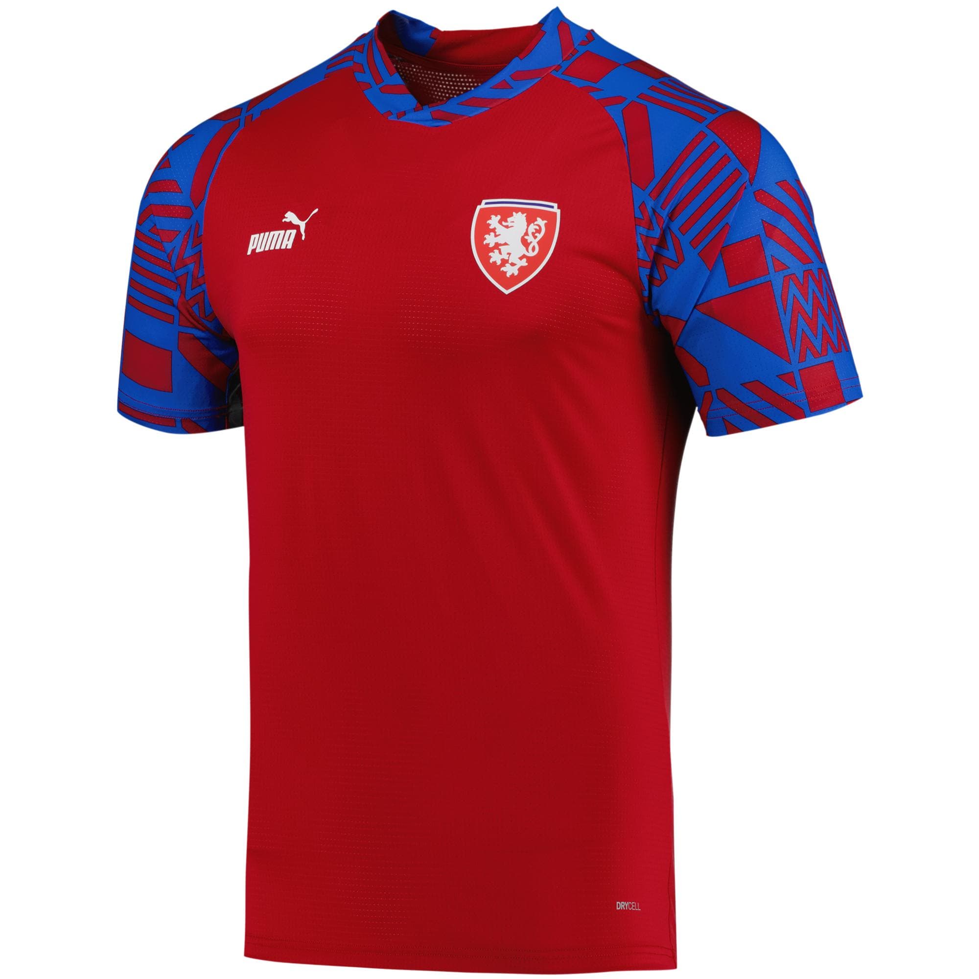 czech republic national team puma pre-match v-neck top – red Collection – Brazil World Cup Jerseys and T-Shirts