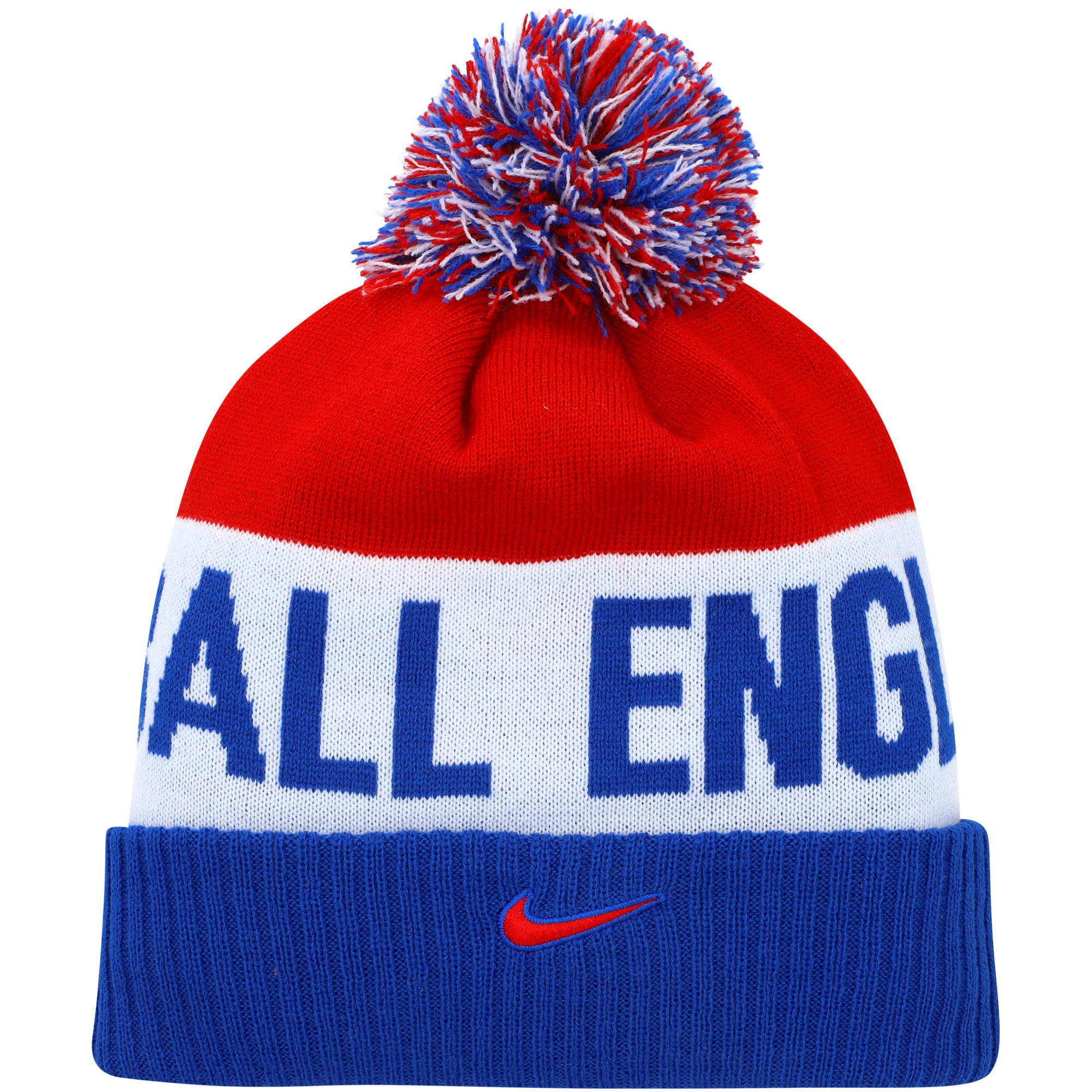 england national team nike classic stripe cuffed knit hat with pom – bluered Collection – Brazil World Cup Jerseys and T-Shirts
