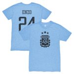 enzo fernández argentina national team 1863fc player vintage tri-blend t-shirt – light blue Collection – Brazil World Cup Jerseys and T-Shirts