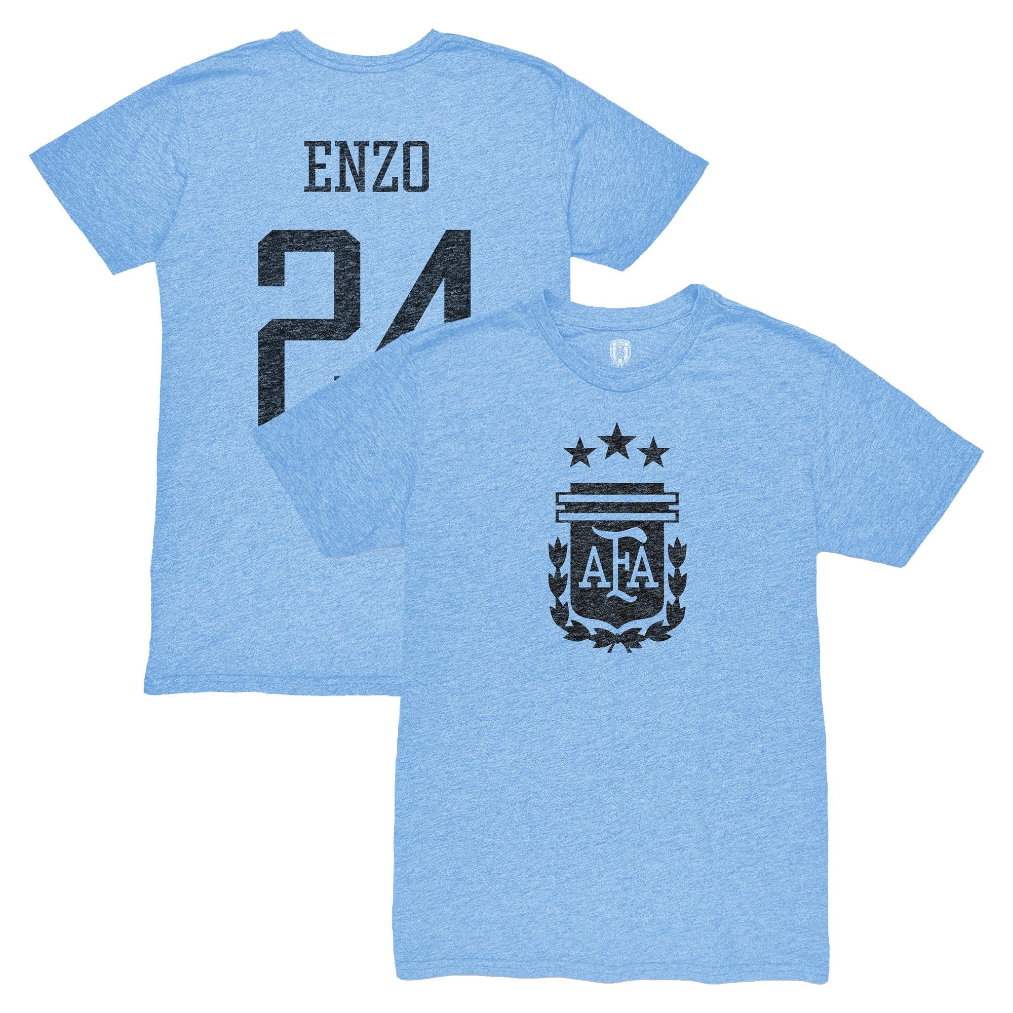 enzo fernández argentina national team 1863fc player vintage tri-blend t-shirt – light blue Collection – Brazil World Cup Jerseys and T-Shirts
