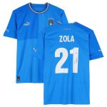 gianfranco zola italy national team autographed fanatics authentic 2022-23 blue home puma jersey – bas Collection – Brazil World Cup Jerseys and T-Shirts