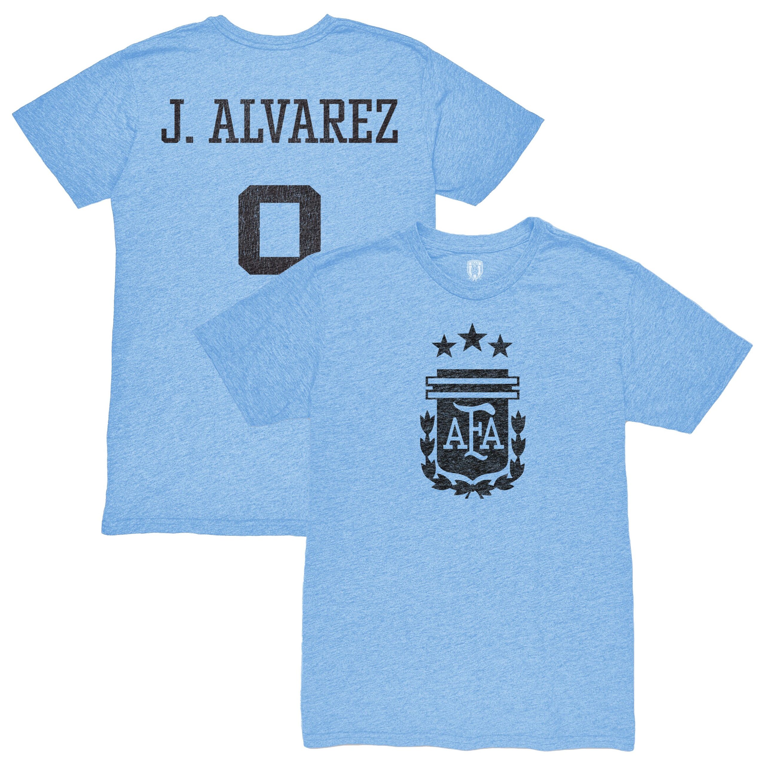 julián Álvarez argentina national team 1863fc player retro tri-blend t-shirt – light blue Collection – Brazil World Cup Jerseys and T-Shirts