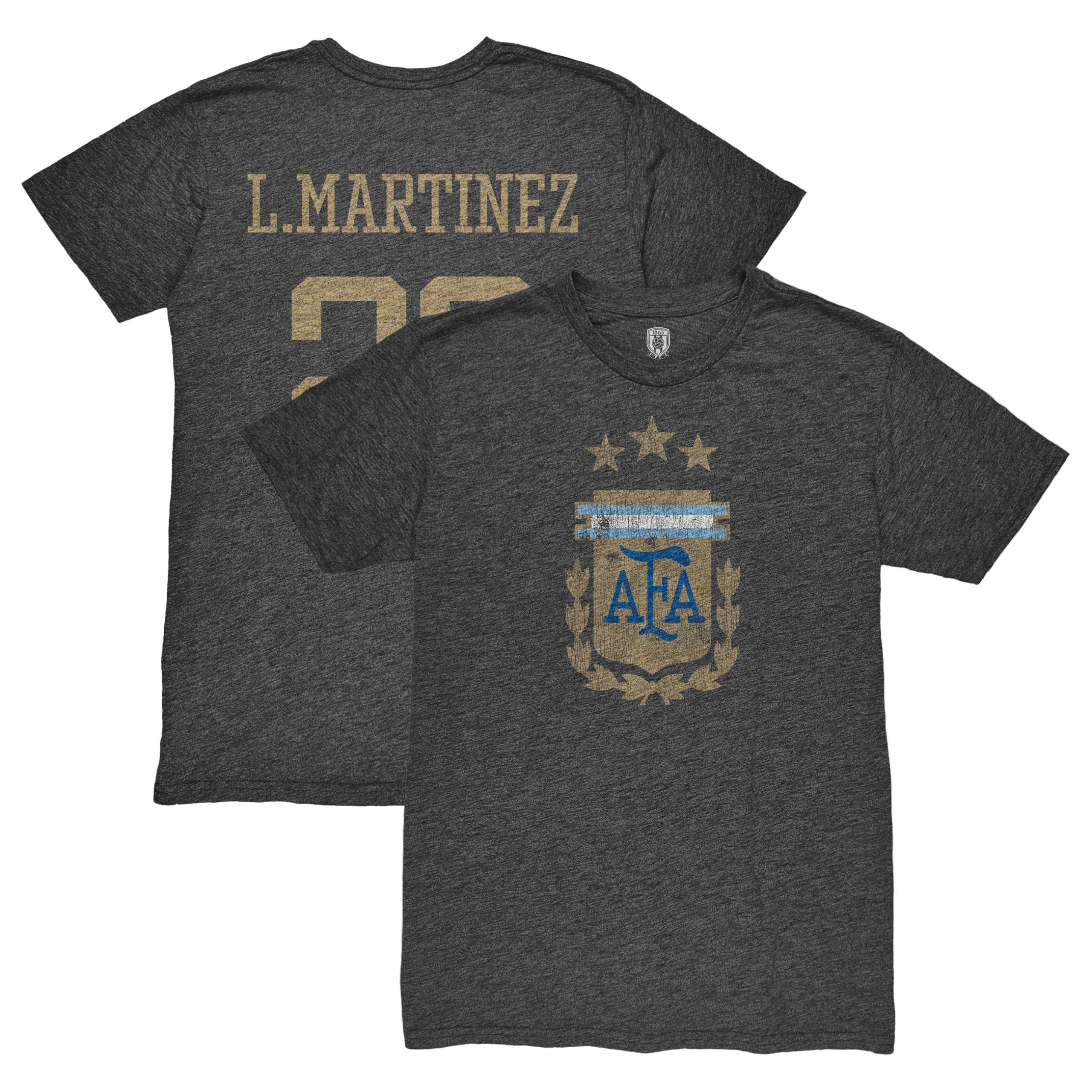 lautaro martinez argentina national team 1863fc retro player tri-blend t-shirt – black Collection – Brazil World Cup Jerseys and T-Shirts
