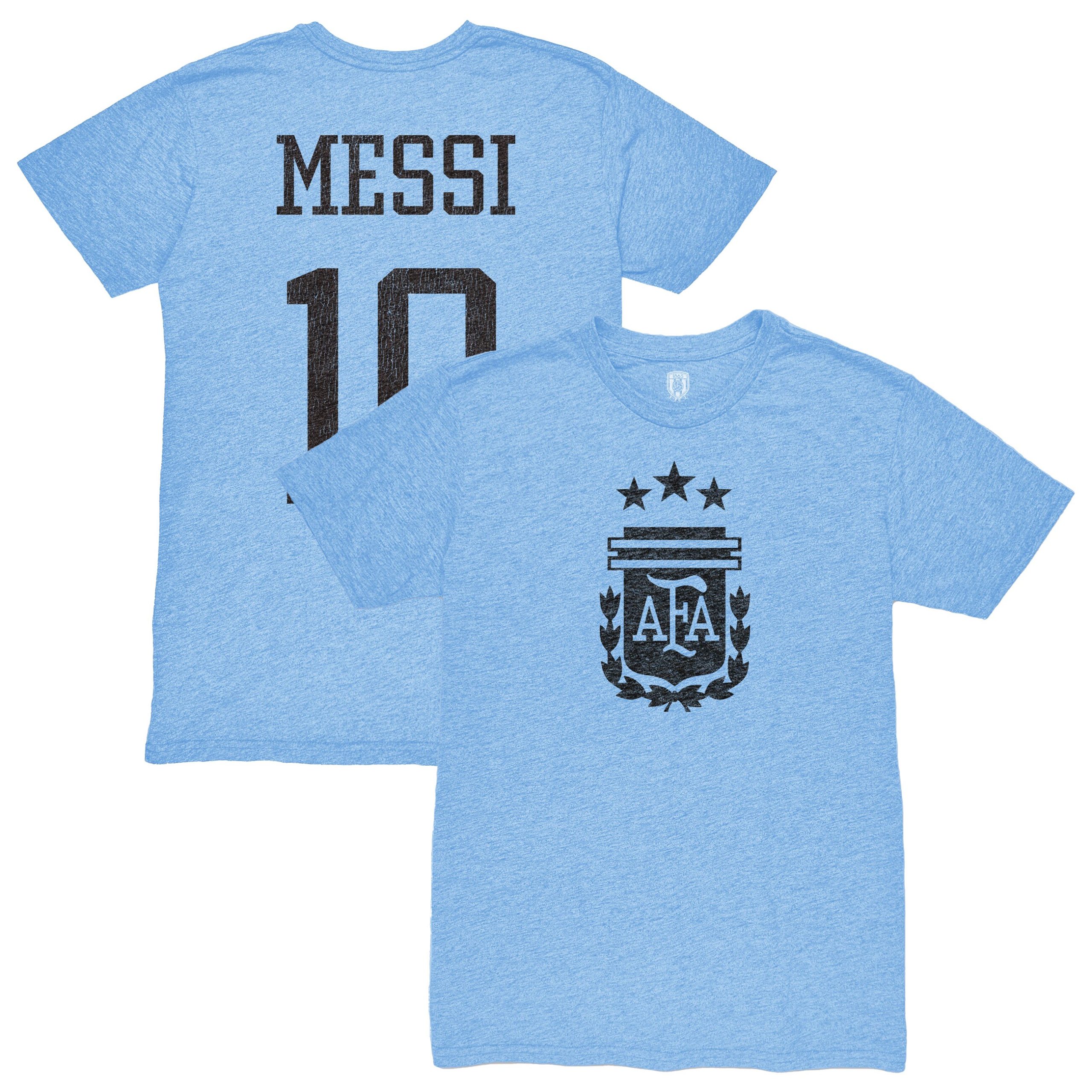 lionel messi argentina national team 1863fc player retro tri-blend t-shirt – light blue Collection – Brazil World Cup Jerseys and T-Shirts