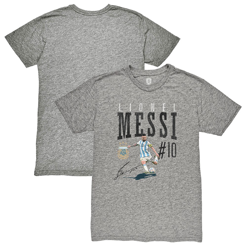 lionel messi argentina national team 1863fc snapshot tri-blend t-shirt – heather gray Collection – Brazil World Cup Jerseys and T-Shirts