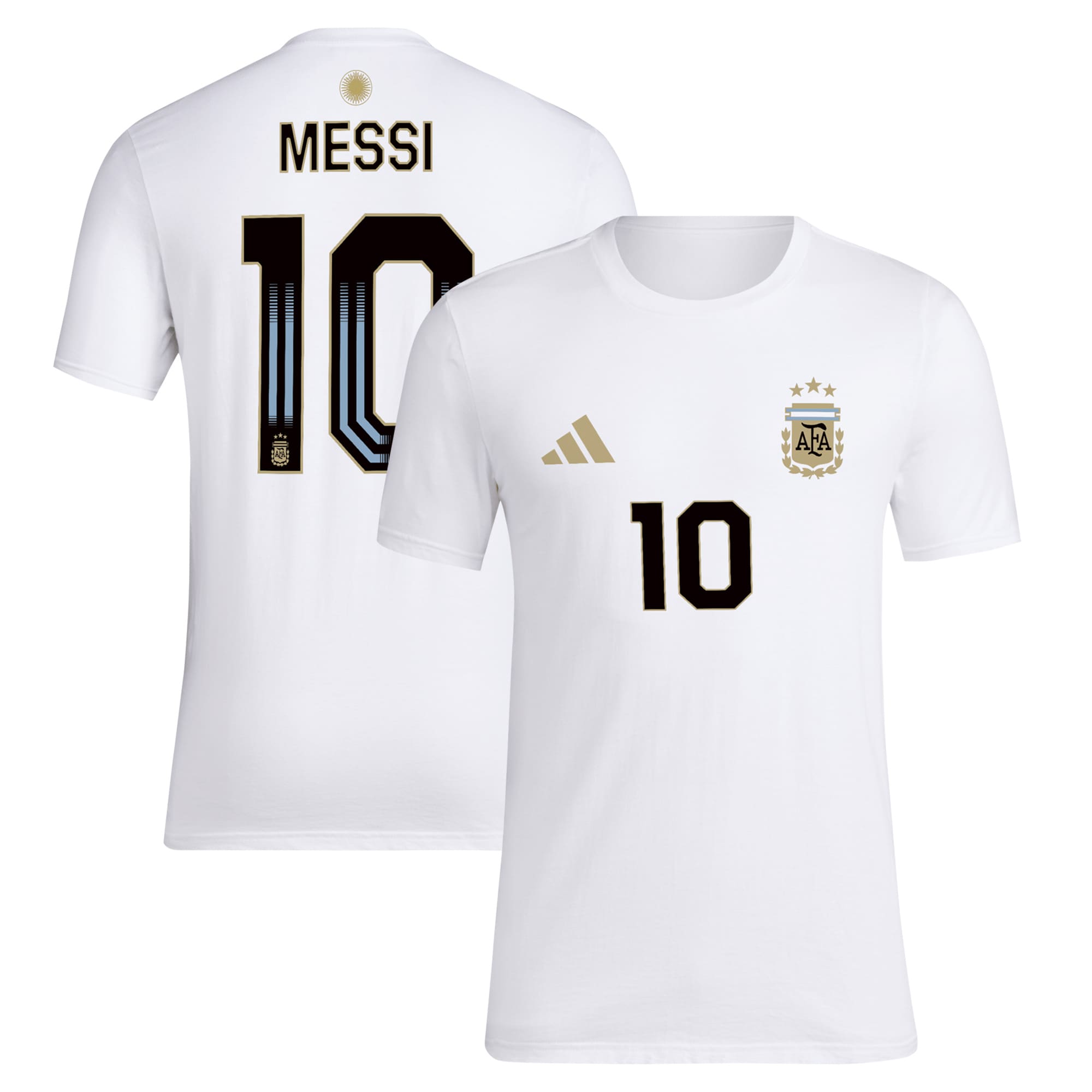 lionel messi argentina national team adidas name amp number t-shirt – white Collection – Brazil World Cup Jerseys and T-Shirts