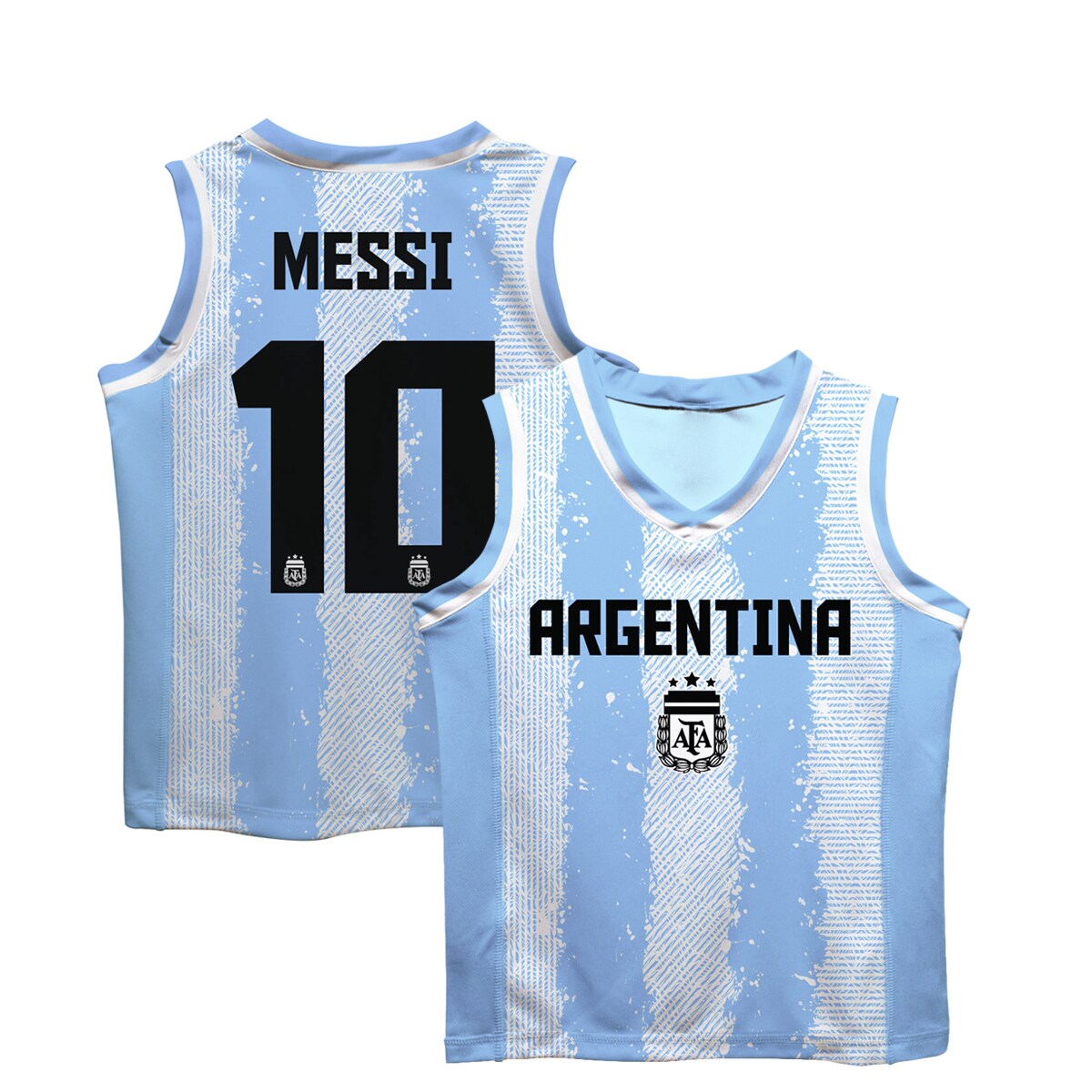 lionel messi argentina national team vive la fete toddler painted stripes basketball jersey – light blue Collection – Brazil World Cup Jerseys and T-Shirts