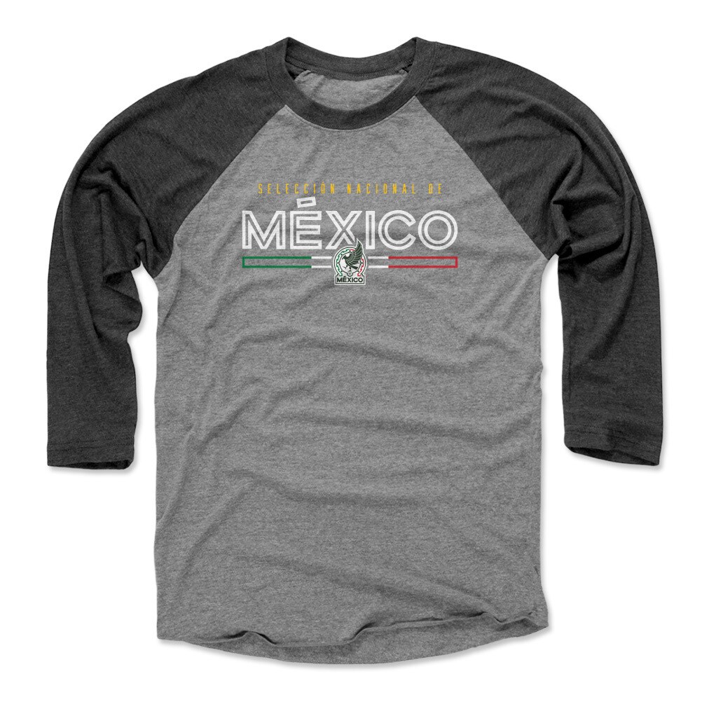 mexico national team 500 level inline 34-sleeve tri-blend baseball t-shirt – blackheather gray Collection – Brazil World Cup Jerseys and T-Shirts