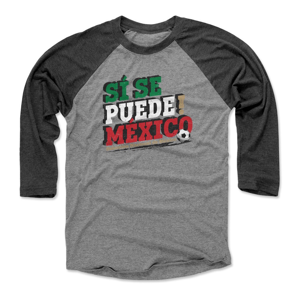 mexico national team 500 level si se puede raglan 34-sleeve baseball t-shirt – blackheather gray Collection – Brazil World Cup Jerseys and T-Shirts
