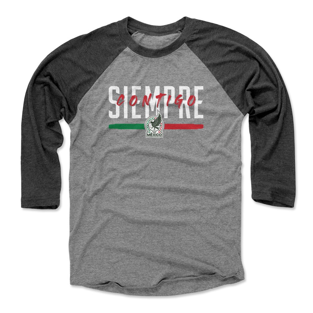 mexico national team 500 level siempre contigo 34-sleeve tri-blend baseball t-shirt – blackheather gray Collection – Brazil World Cup Jerseys and T-Shirts