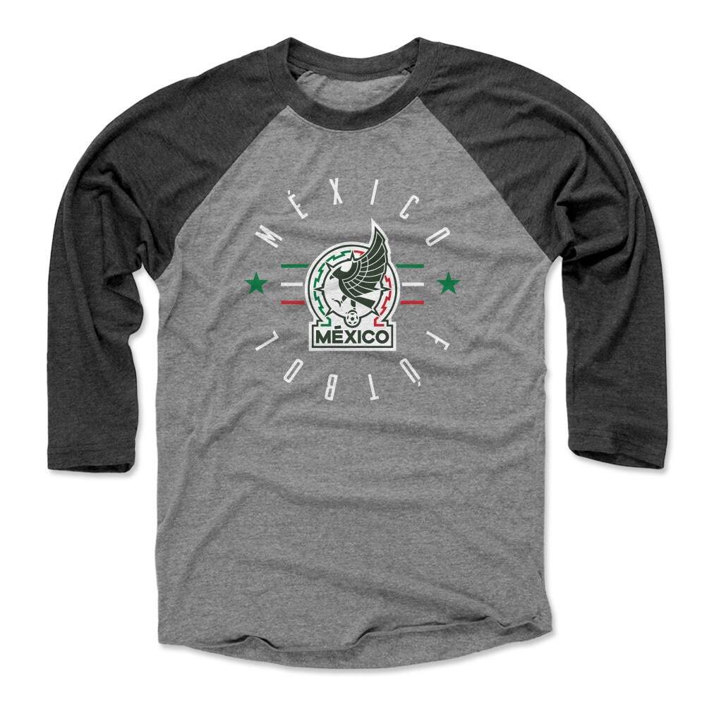 mexico national team 500 level unisex futbol raglan 34-sleeve baseball t-shirt – blackheather gray Collection – Brazil World Cup Jerseys and T-Shirts