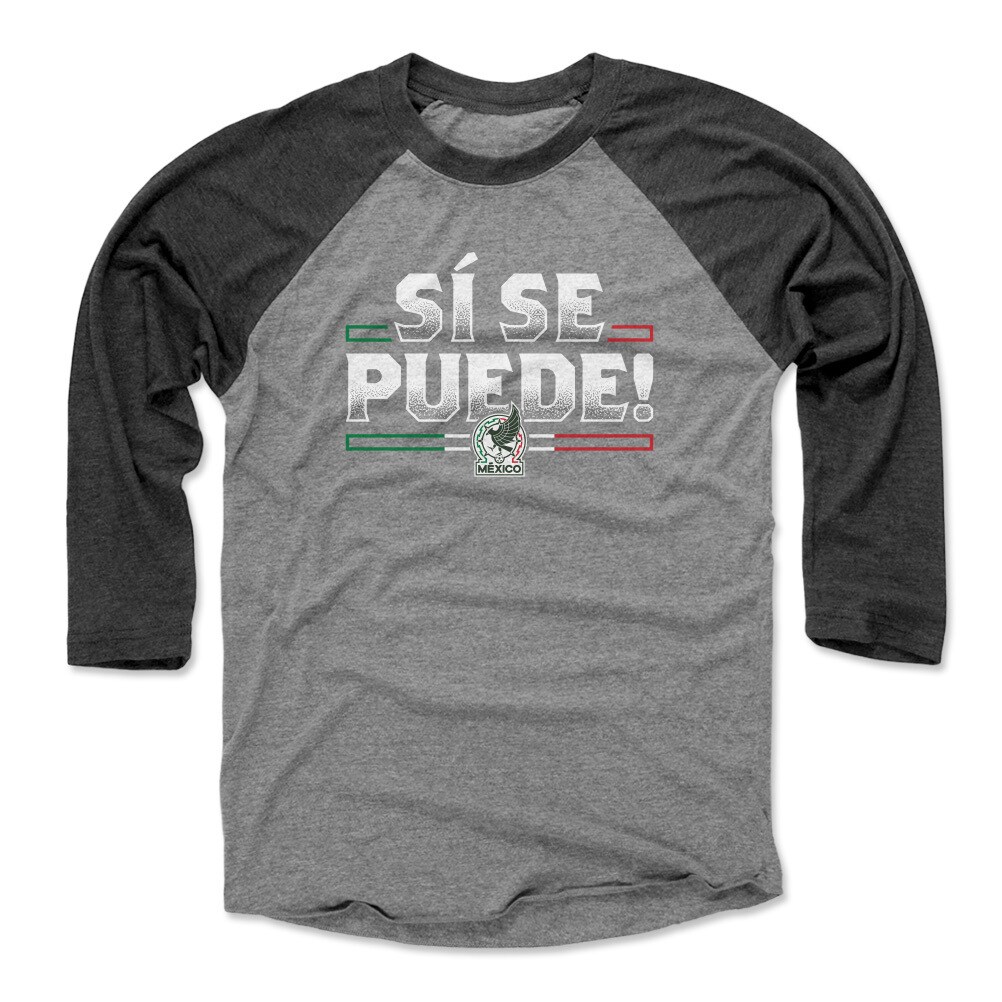 mexico national team 500 level unisex si se puede raglan 34-sleeve baseball t-shirt – blackheather gray Collection – Brazil World Cup Jerseys and T-Shirts