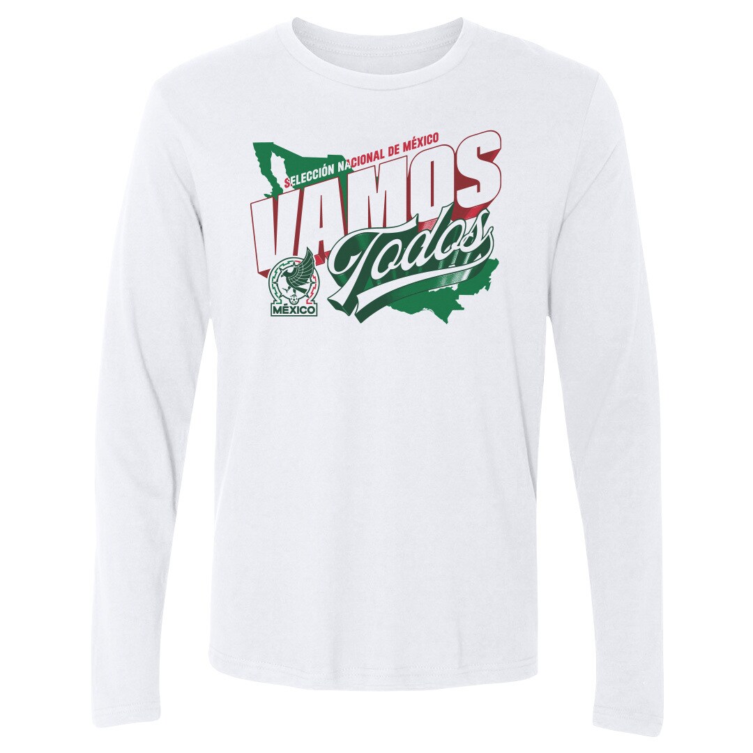 mexico national team 500 level vamos todos country long sleeve t-shirt – white Collection – Brazil World Cup Jerseys and T-Shirts