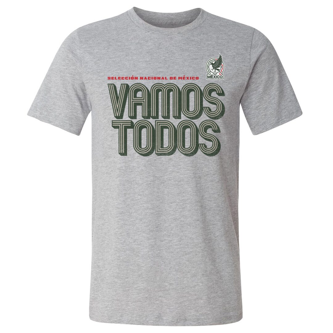 mexico national team 500 level vamos todos inline bold cotton t-shirt – heather gray Collection – Brazil World Cup Jerseys and T-Shirts