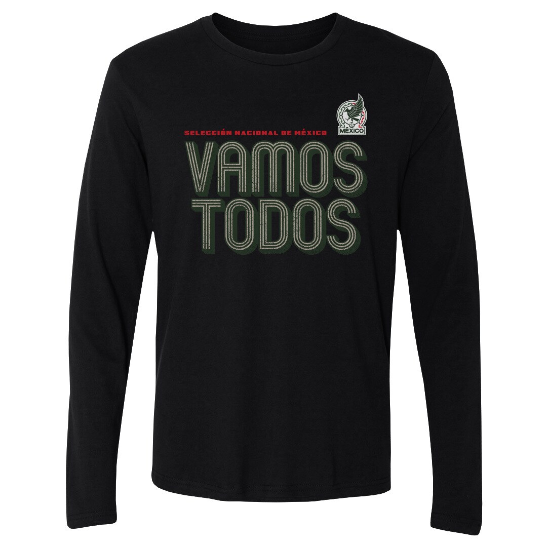 mexico national team 500 level vamos todos inline bold long sleeve t-shirt – black Collection – Brazil World Cup Jerseys and T-Shirts