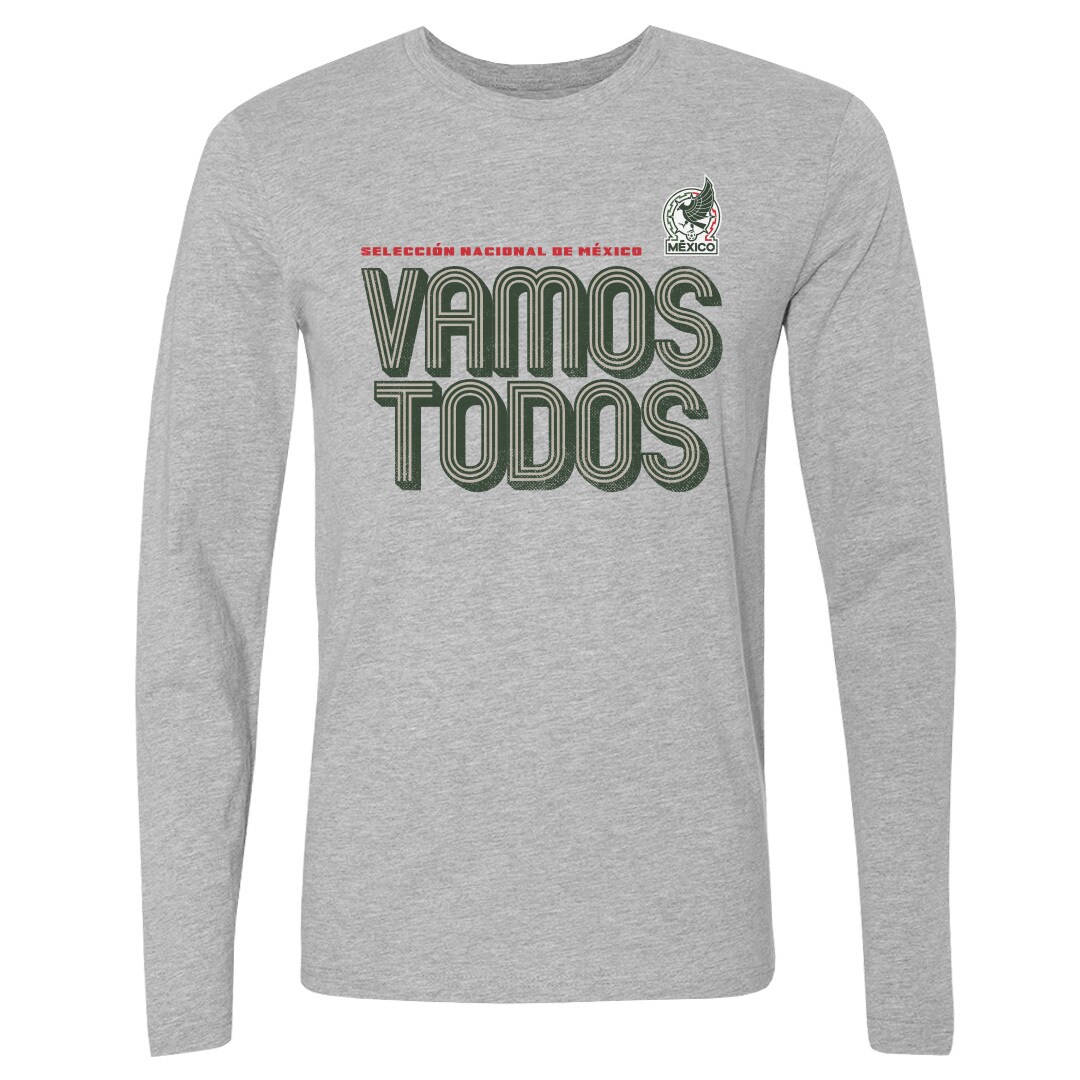 mexico national team 500 level vamos todos inline bold long sleeve t-shirt – heather gray Collection – Brazil World Cup Jerseys and T-Shirts