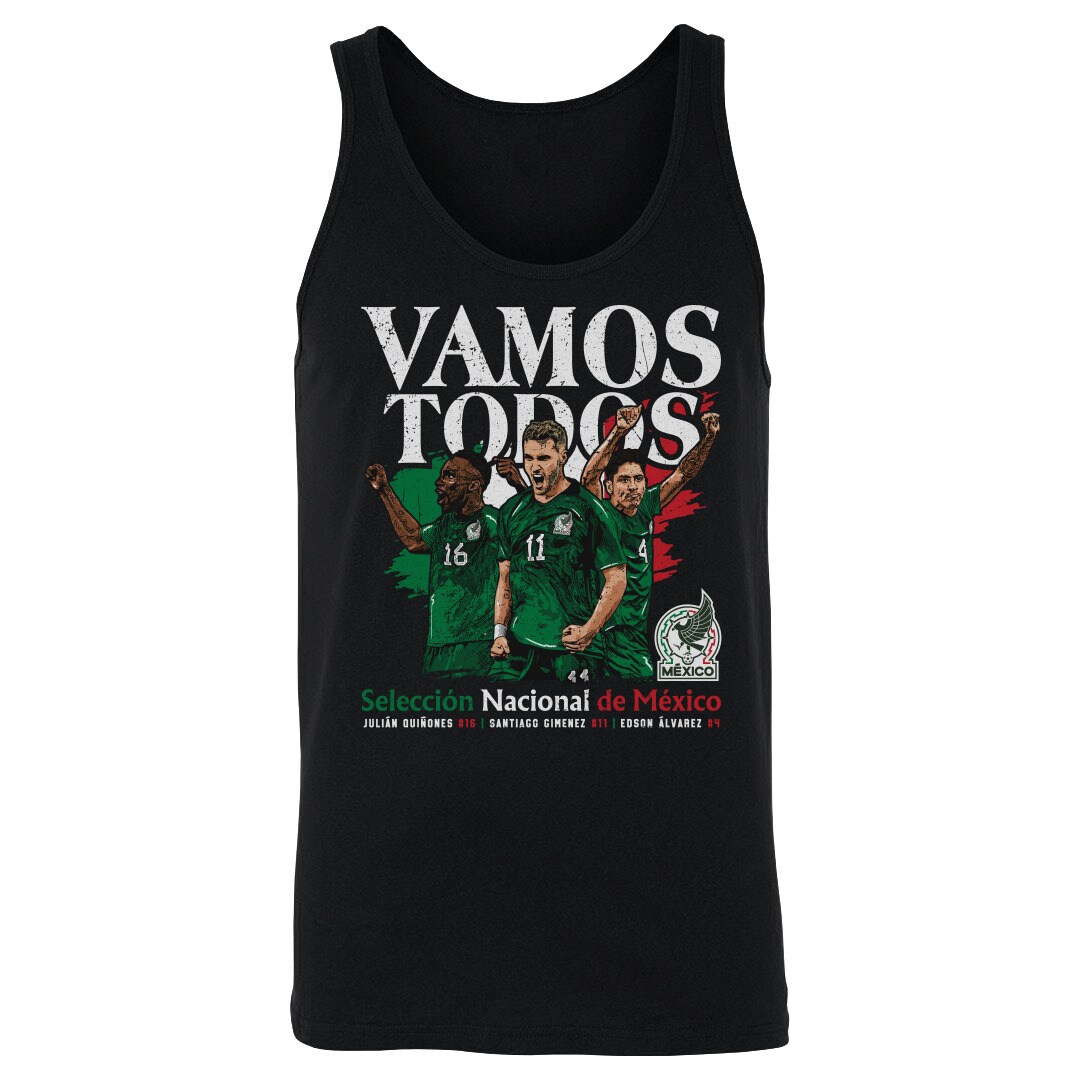 mexico national team 500 level vamos todos julián quiñones santiago giménez amp edson Álvarez tank top – black Collection – Brazil World Cup Jerseys and T-Shirts