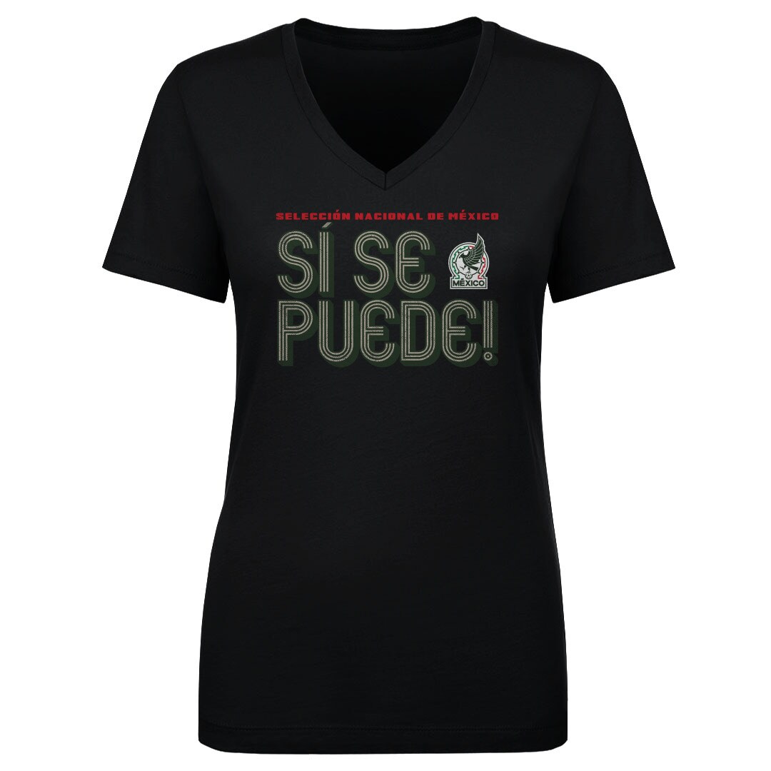 mexico national team 500 level women8217s si se puede inline bold v-neck t-shirt – black Collection – Brazil World Cup Jerseys and T-Shirts