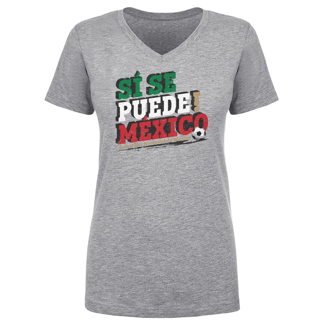 mexico national team 500 level women8217s si se puede v-neck t-shirt – heather gray Collection – Brazil World Cup Jerseys and T-Shirts