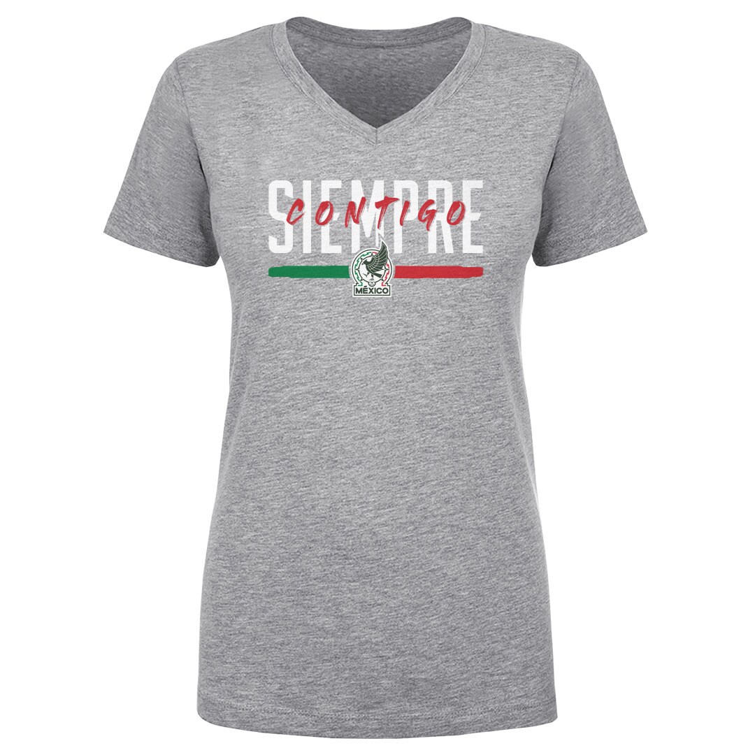 mexico national team 500 level women8217s siempre contigo v-neck t-shirt – heather gray Collection – Brazil World Cup Jerseys and T-Shirts