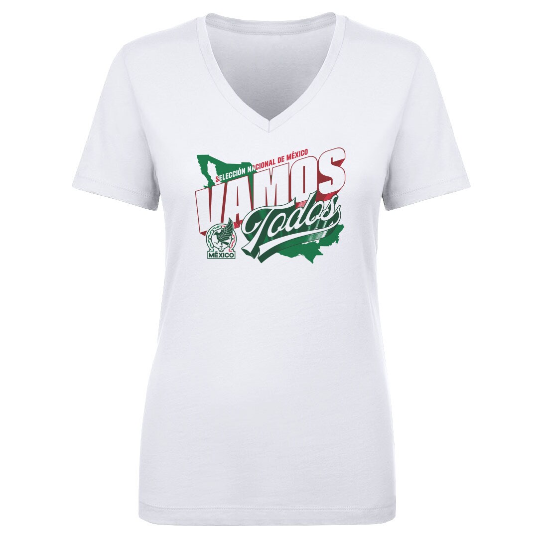 mexico national team 500 level women8217s vamos todos country v-neck t-shirt – white Collection – Brazil World Cup Jerseys and T-Shirts