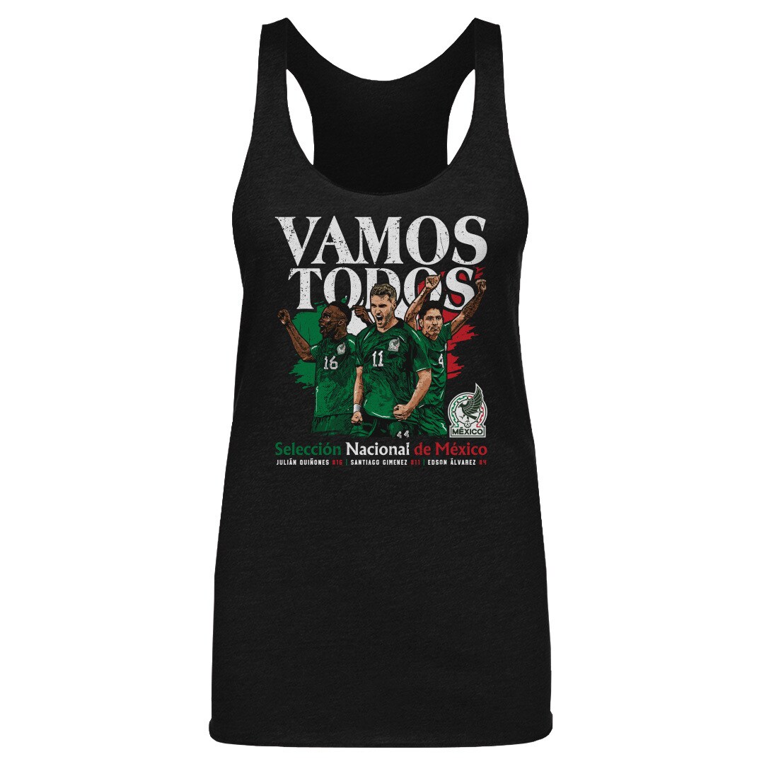mexico national team 500 level women8217s vamos todos julián quiñones santiago giménez amp edson Álvarez tri-blend racerback tank top – black Collection – Brazil World Cup Jerseys and T-Shirts