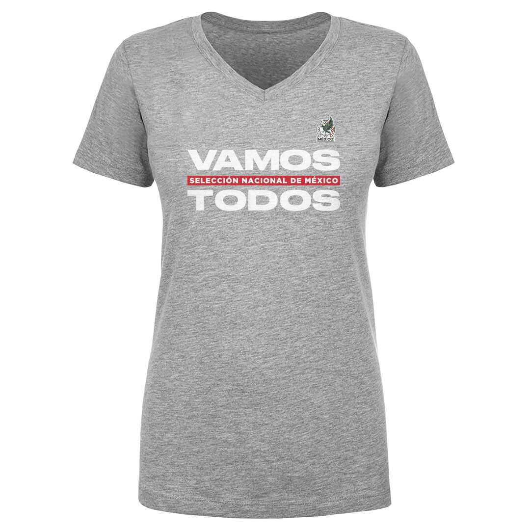 mexico national team 500 level women8217s vamos todos v-neck t-shirt – heather gray Collection – Brazil World Cup Jerseys and T-Shirts