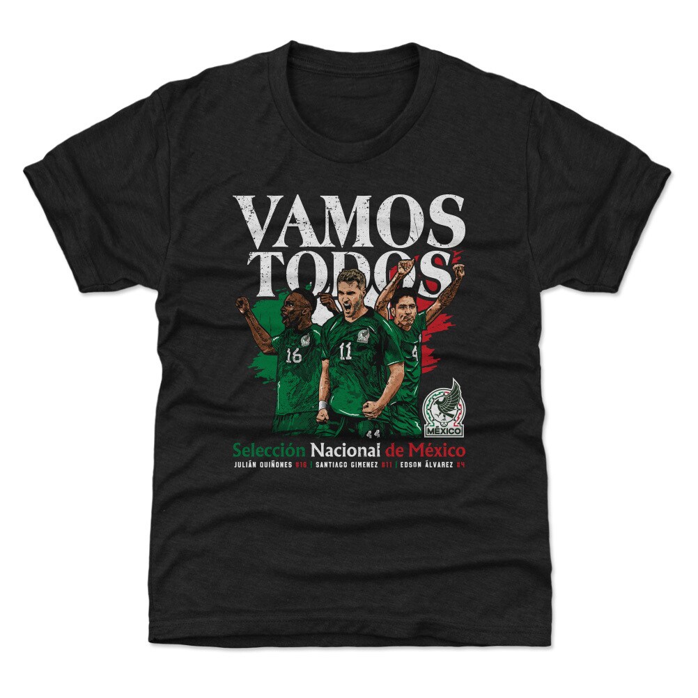 mexico national team 500 level youth vamos todos julián quiñones santiago giménez amp edson Álvarez t-shirt – black Collection – Brazil World Cup Jerseys and T-Shirts
